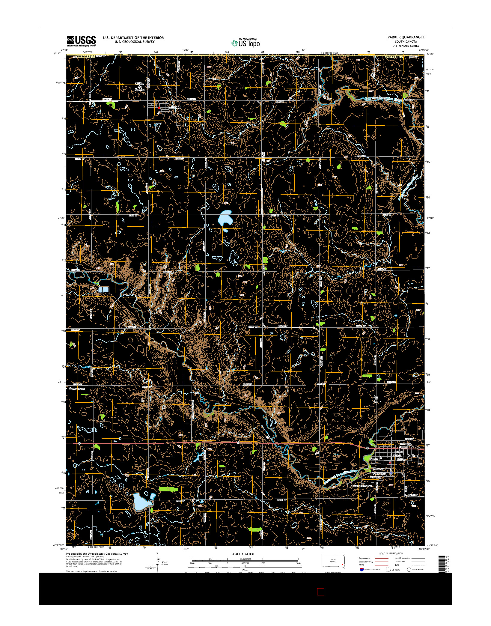 USGS US TOPO 7.5-MINUTE MAP FOR PARKER, SD 2015