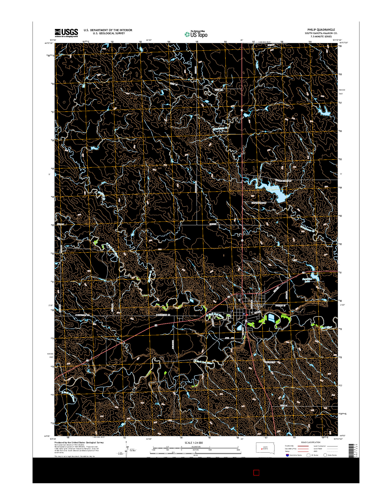 USGS US TOPO 7.5-MINUTE MAP FOR PHILIP, SD 2015