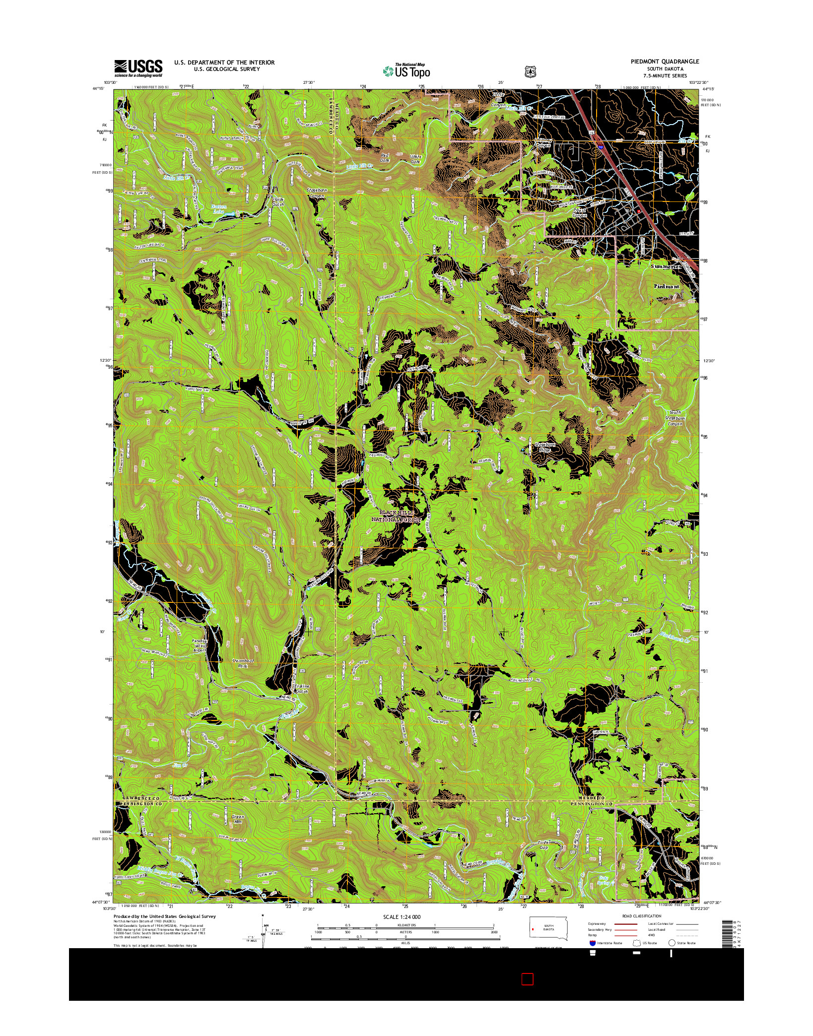 USGS US TOPO 7.5-MINUTE MAP FOR PIEDMONT, SD 2015