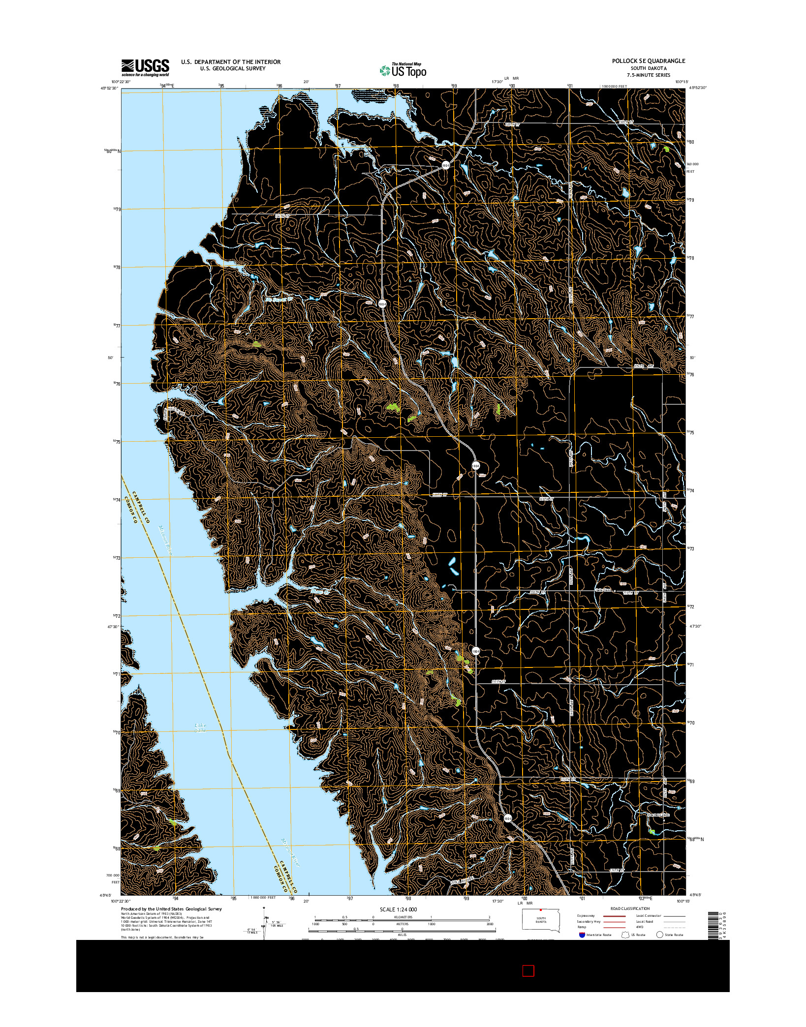 USGS US TOPO 7.5-MINUTE MAP FOR POLLOCK SE, SD 2015