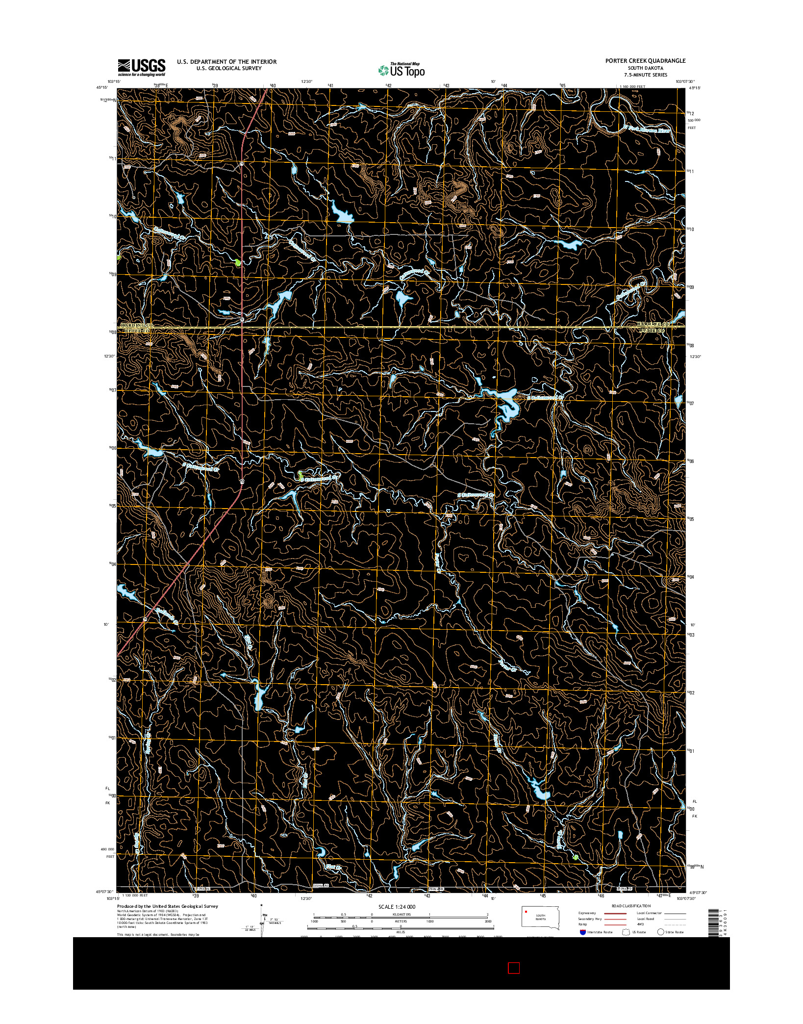 USGS US TOPO 7.5-MINUTE MAP FOR PORTER CREEK, SD 2015