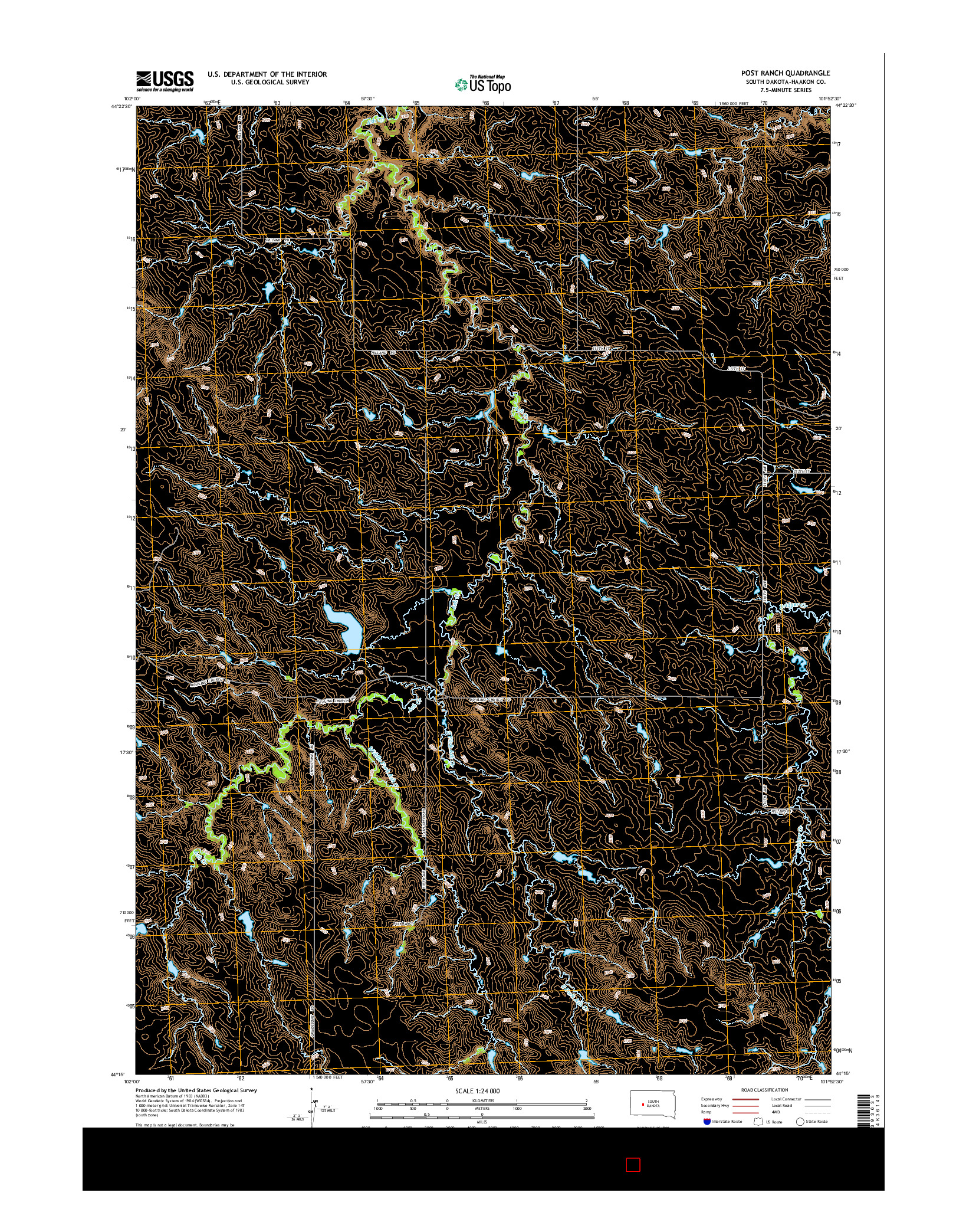 USGS US TOPO 7.5-MINUTE MAP FOR POST RANCH, SD 2015