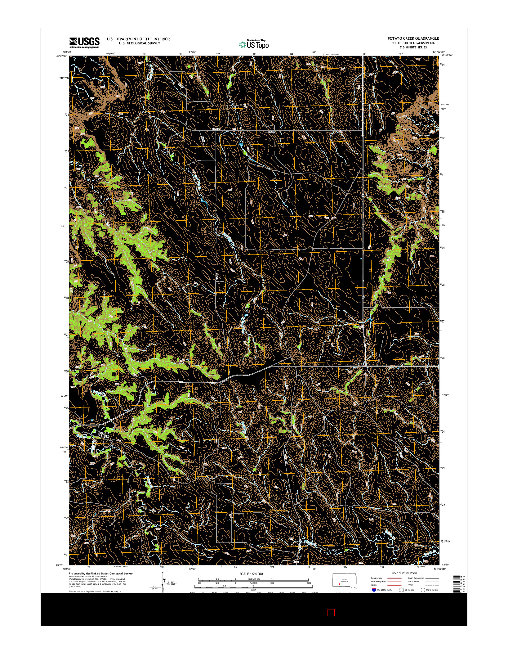 USGS US TOPO 7.5-MINUTE MAP FOR POTATO CREEK, SD 2015