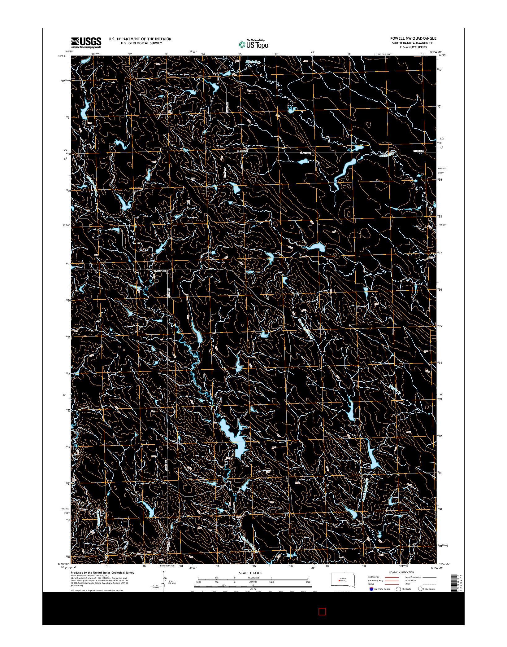 USGS US TOPO 7.5-MINUTE MAP FOR POWELL NW, SD 2015