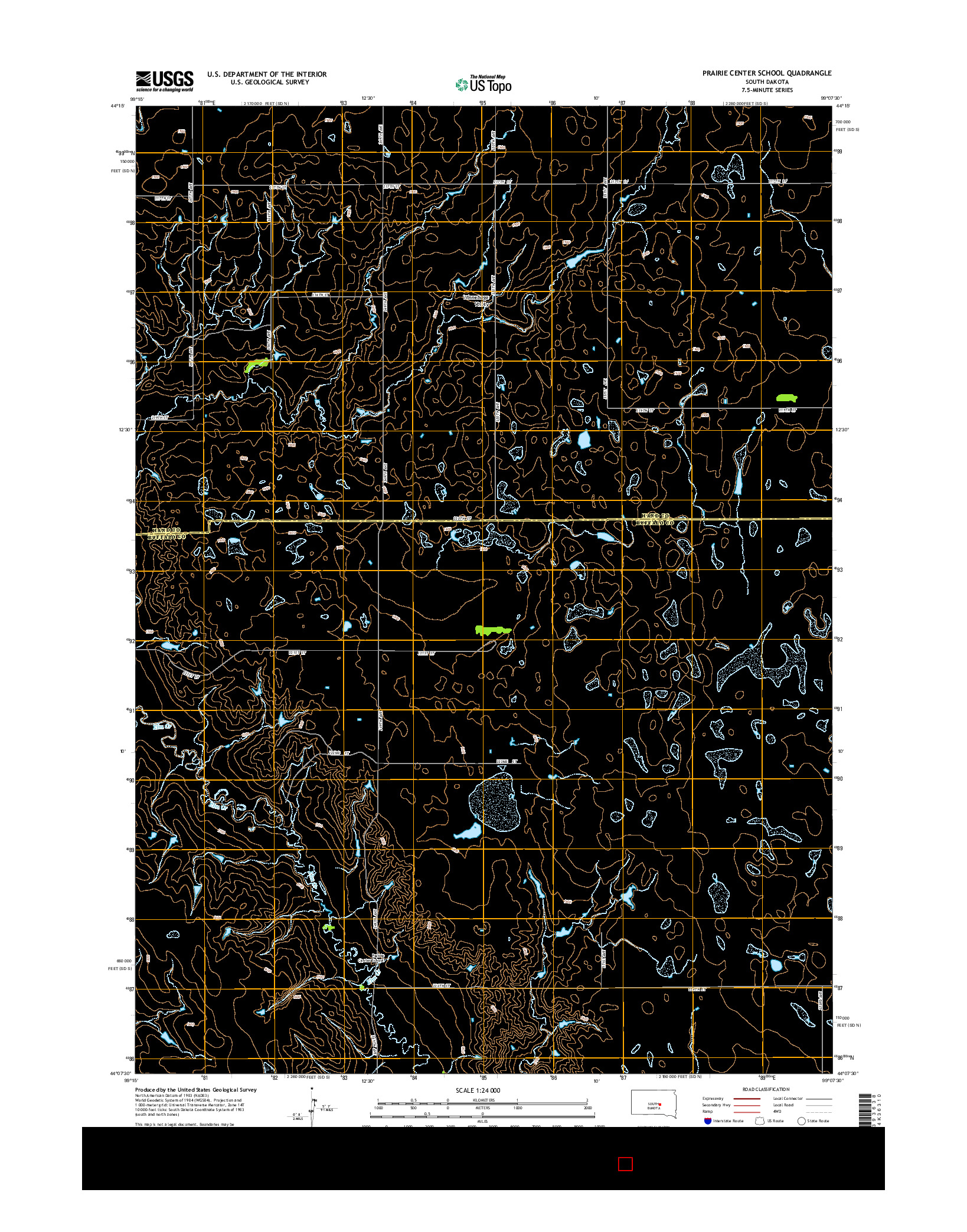 USGS US TOPO 7.5-MINUTE MAP FOR PRAIRIE CENTER SCHOOL, SD 2015