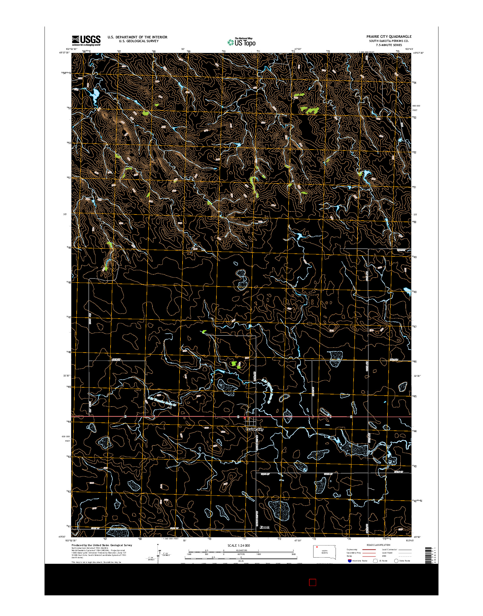 USGS US TOPO 7.5-MINUTE MAP FOR PRAIRIE CITY, SD 2015