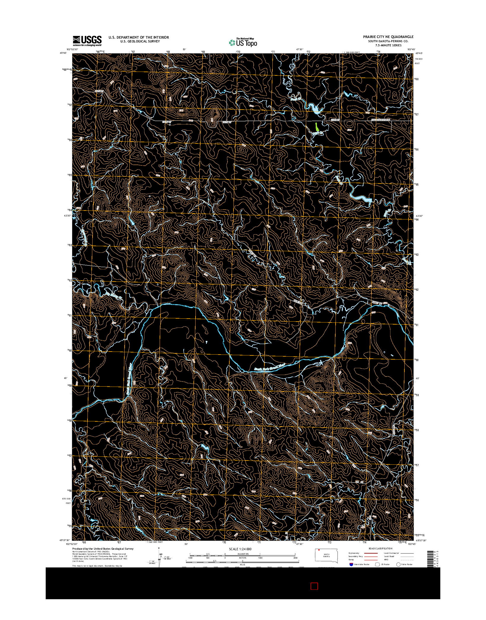 USGS US TOPO 7.5-MINUTE MAP FOR PRAIRIE CITY NE, SD 2015