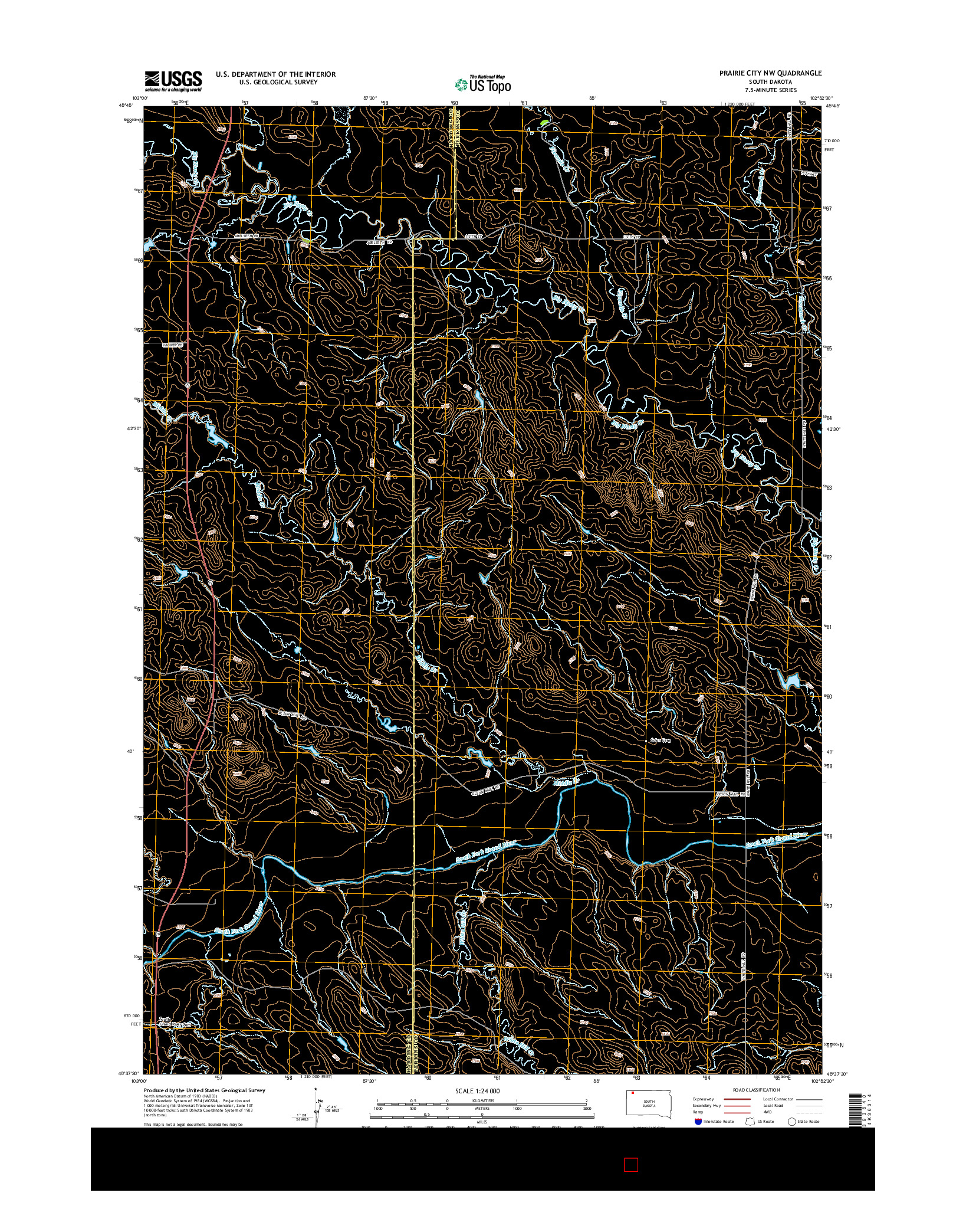 USGS US TOPO 7.5-MINUTE MAP FOR PRAIRIE CITY NW, SD 2015