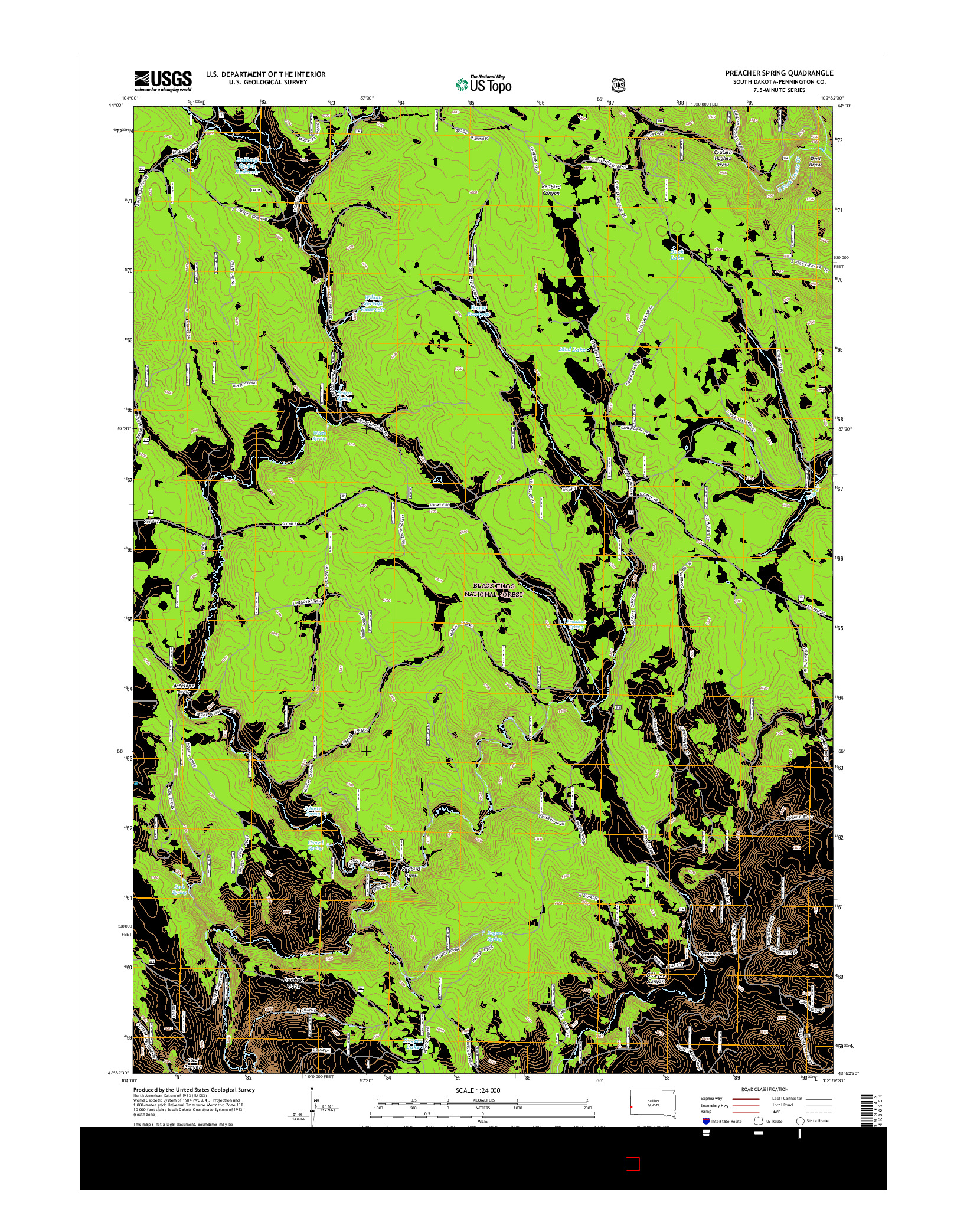 USGS US TOPO 7.5-MINUTE MAP FOR PREACHER SPRING, SD 2015