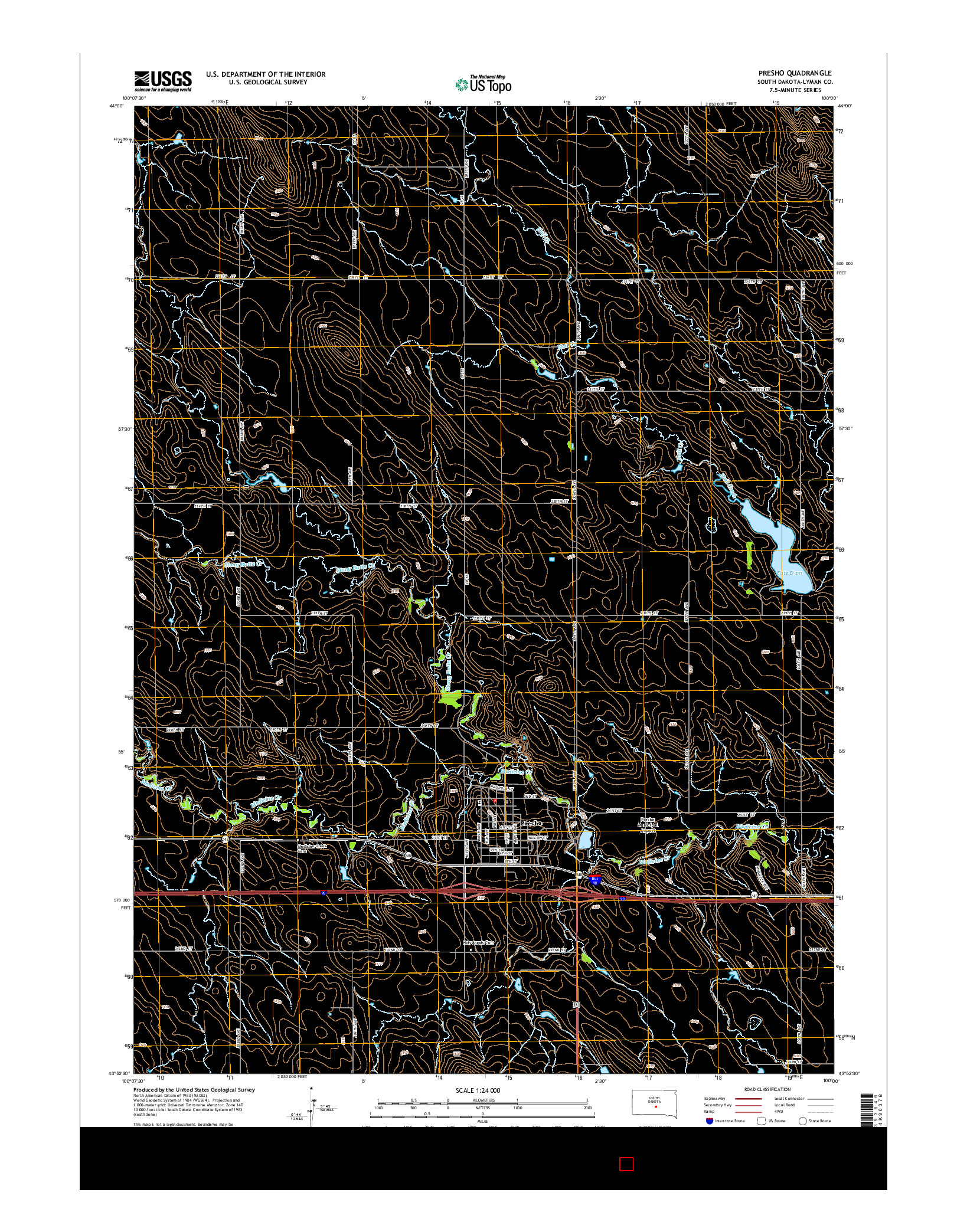 USGS US TOPO 7.5-MINUTE MAP FOR PRESHO, SD 2015