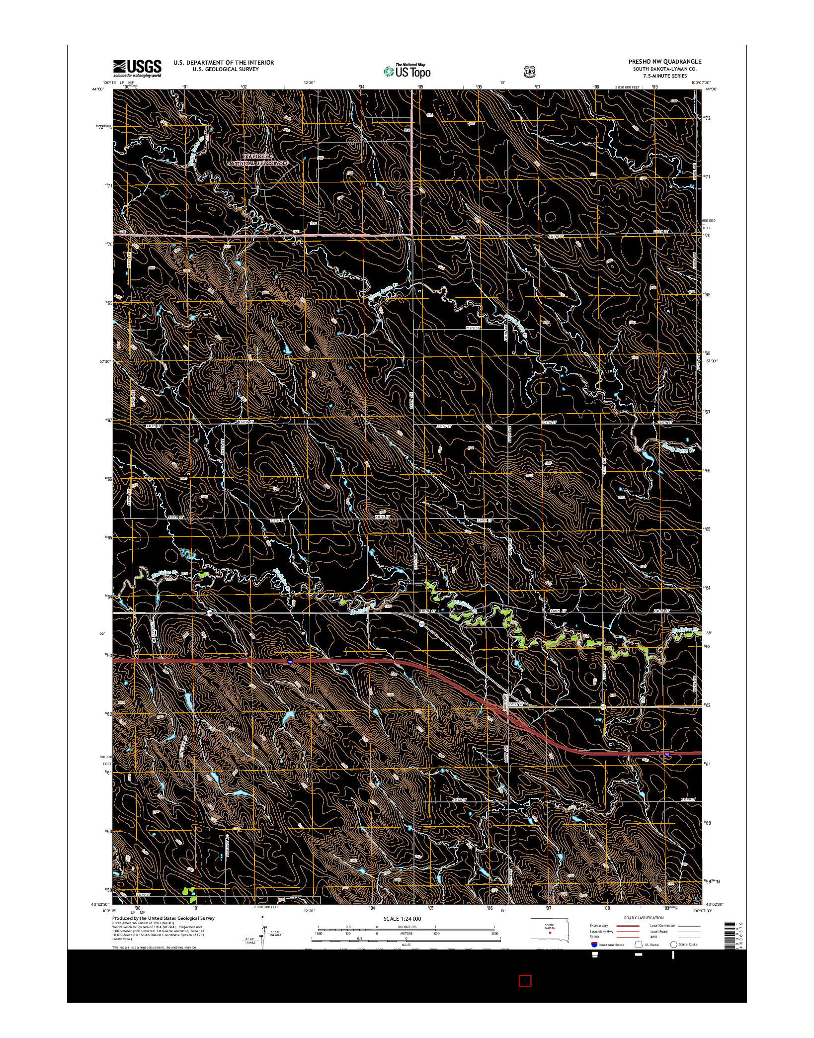 USGS US TOPO 7.5-MINUTE MAP FOR PRESHO NW, SD 2015