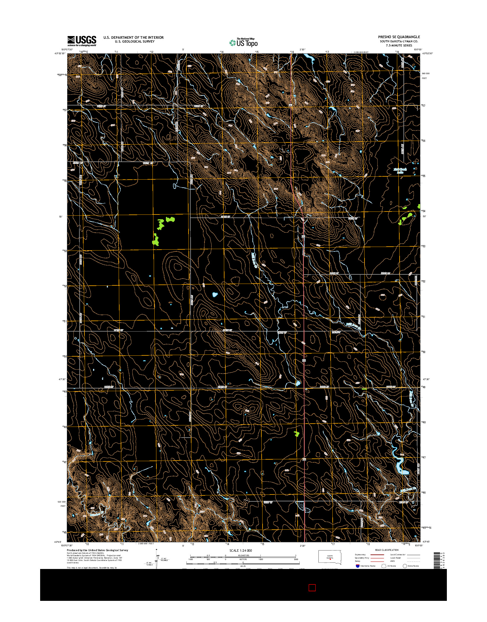 USGS US TOPO 7.5-MINUTE MAP FOR PRESHO SE, SD 2015
