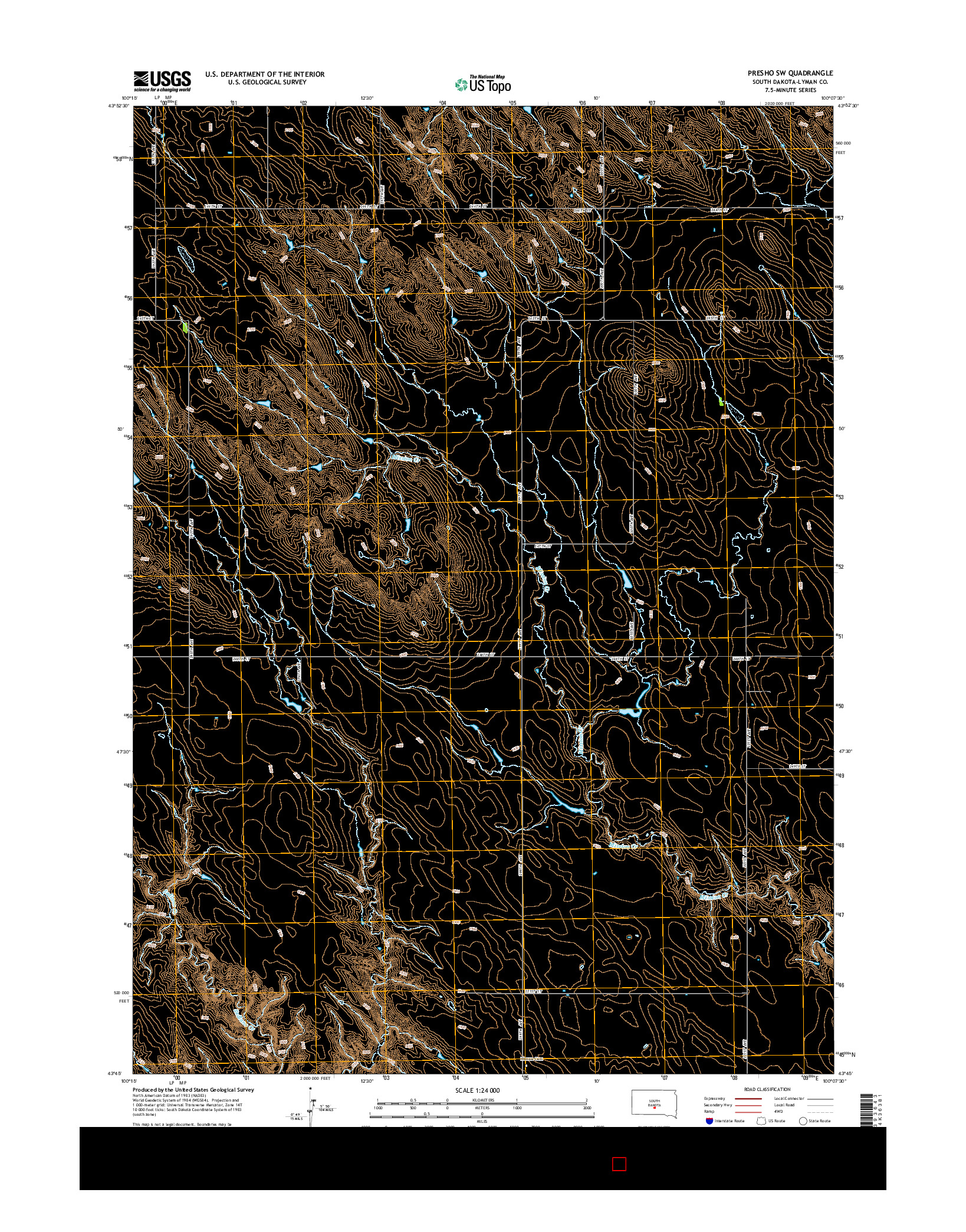 USGS US TOPO 7.5-MINUTE MAP FOR PRESHO SW, SD 2015