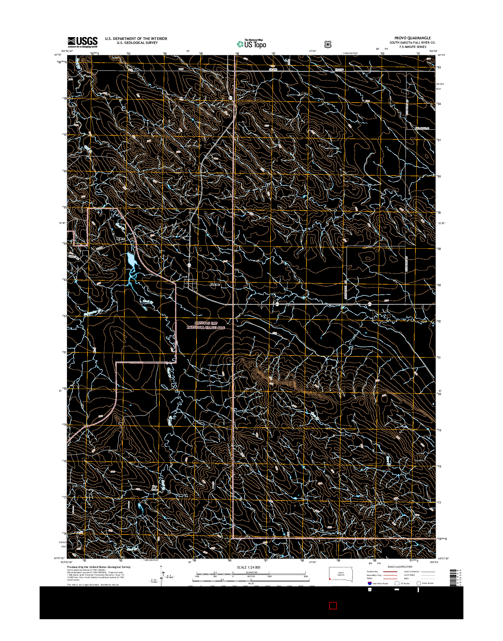 USGS US TOPO 7.5-MINUTE MAP FOR PROVO, SD 2015