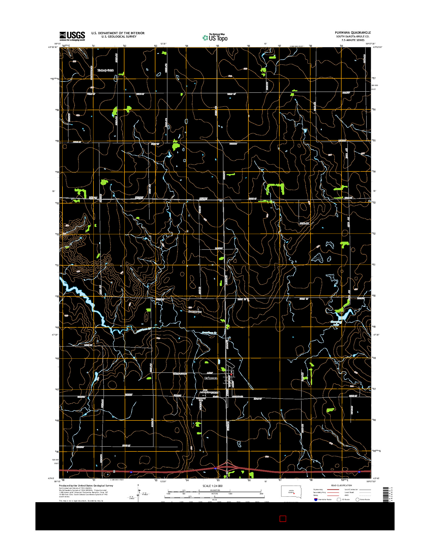 USGS US TOPO 7.5-MINUTE MAP FOR PUKWANA, SD 2015