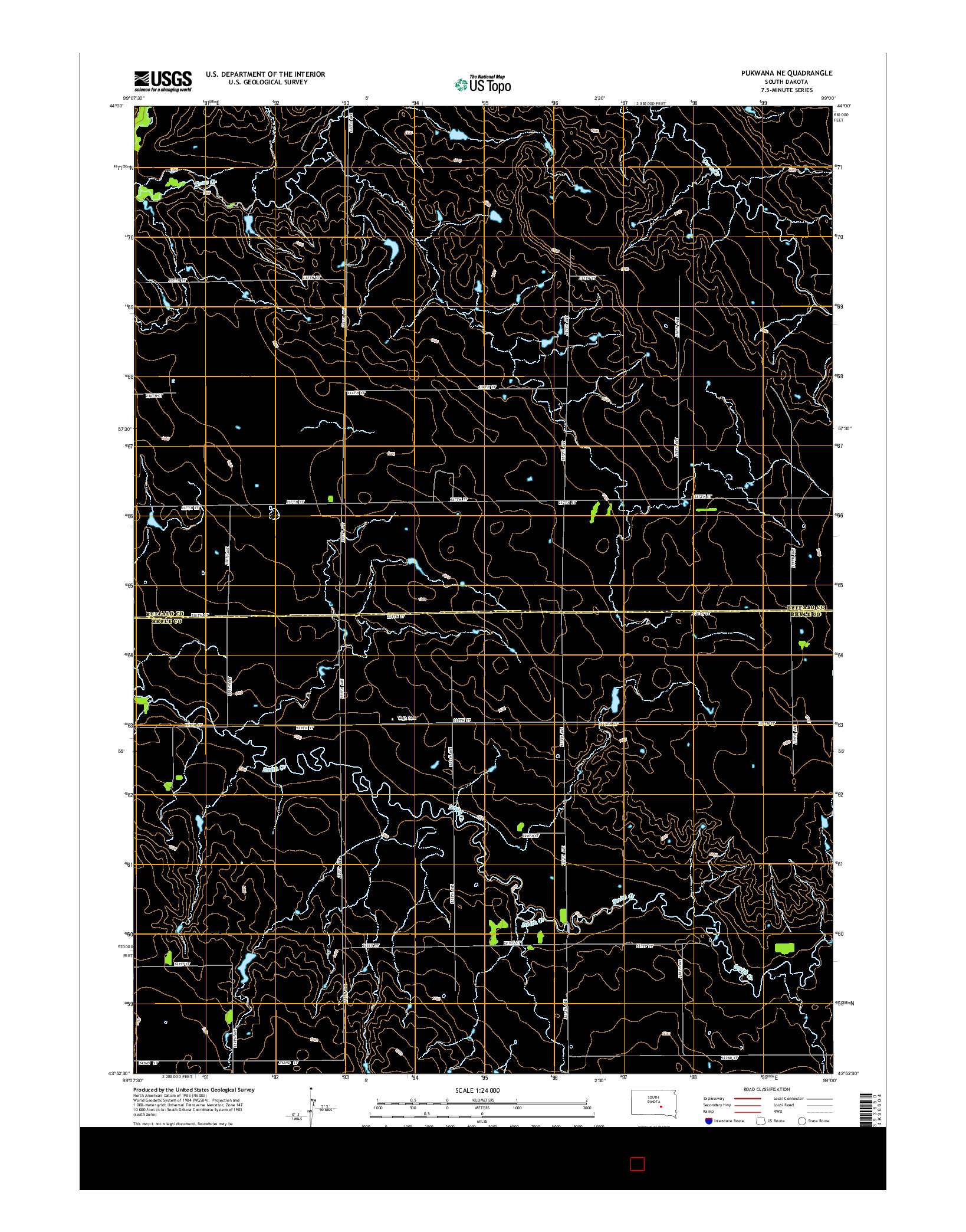 USGS US TOPO 7.5-MINUTE MAP FOR PUKWANA NE, SD 2015