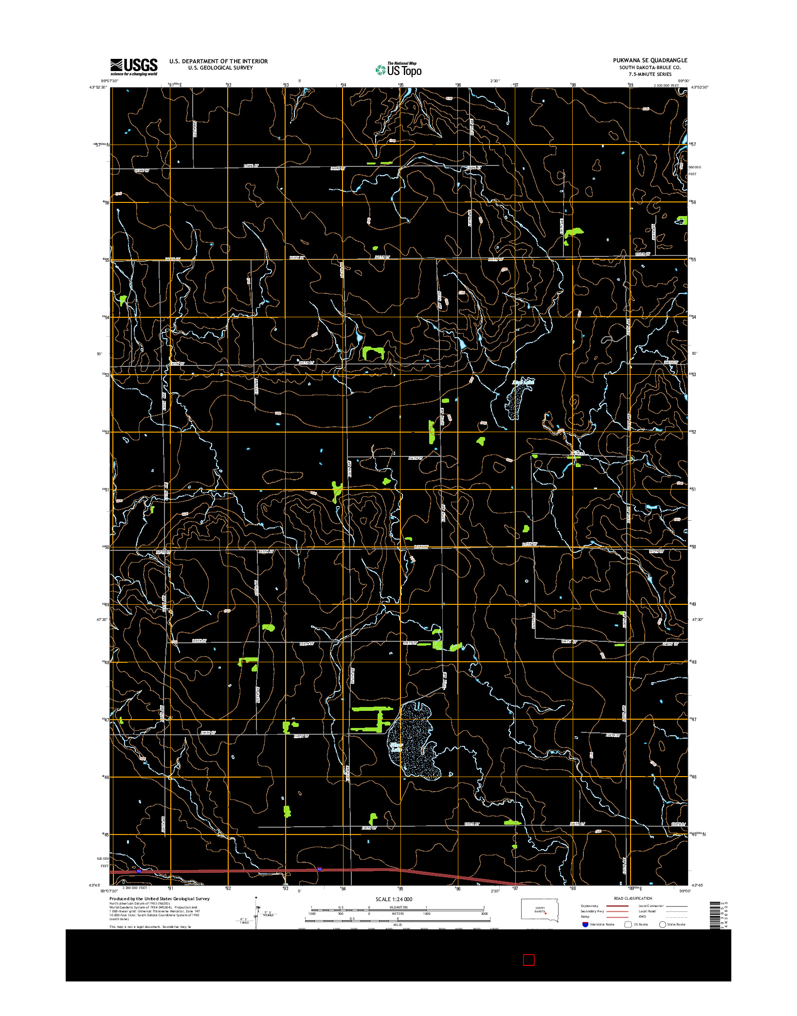 USGS US TOPO 7.5-MINUTE MAP FOR PUKWANA SE, SD 2015