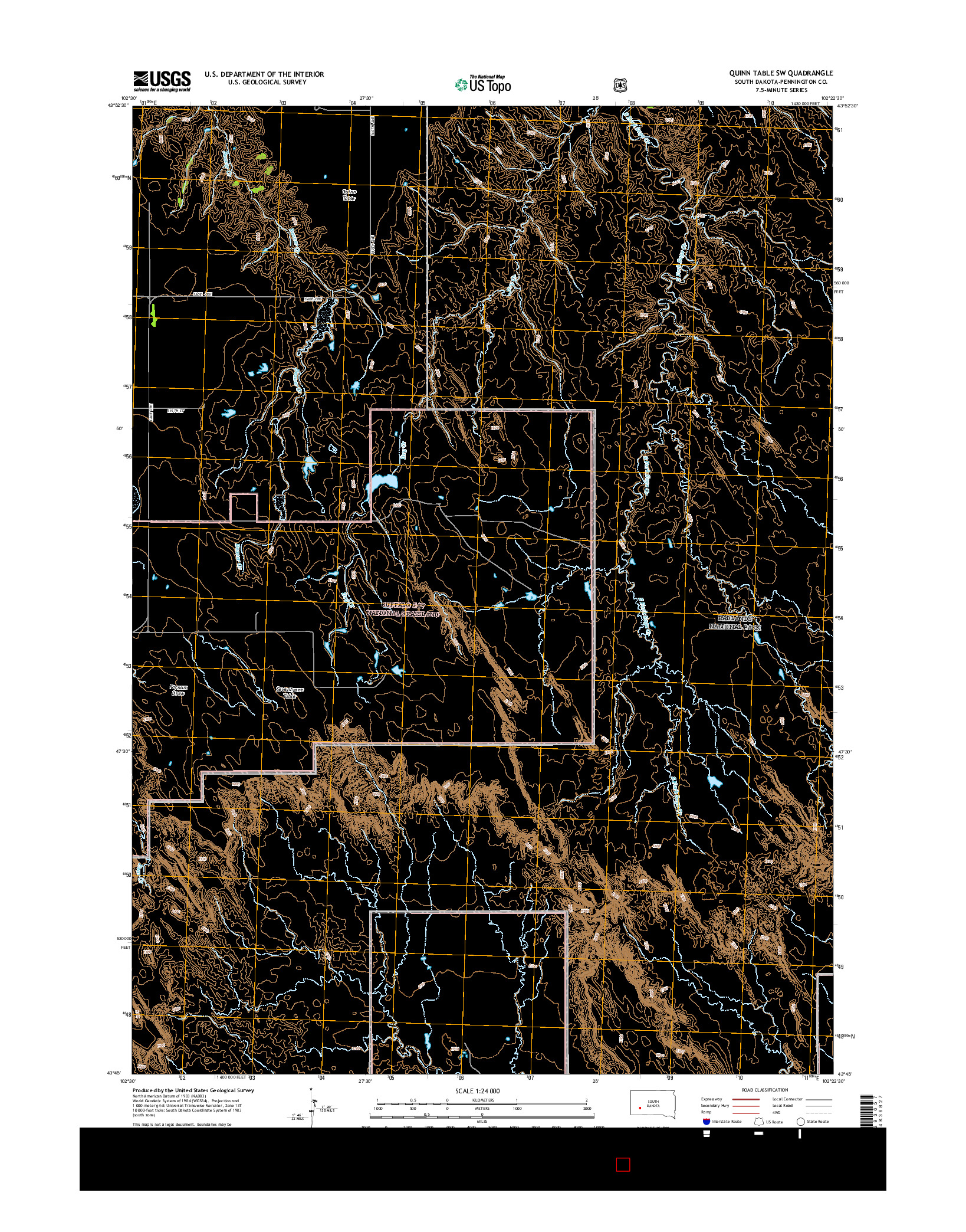 USGS US TOPO 7.5-MINUTE MAP FOR QUINN TABLE SW, SD 2015
