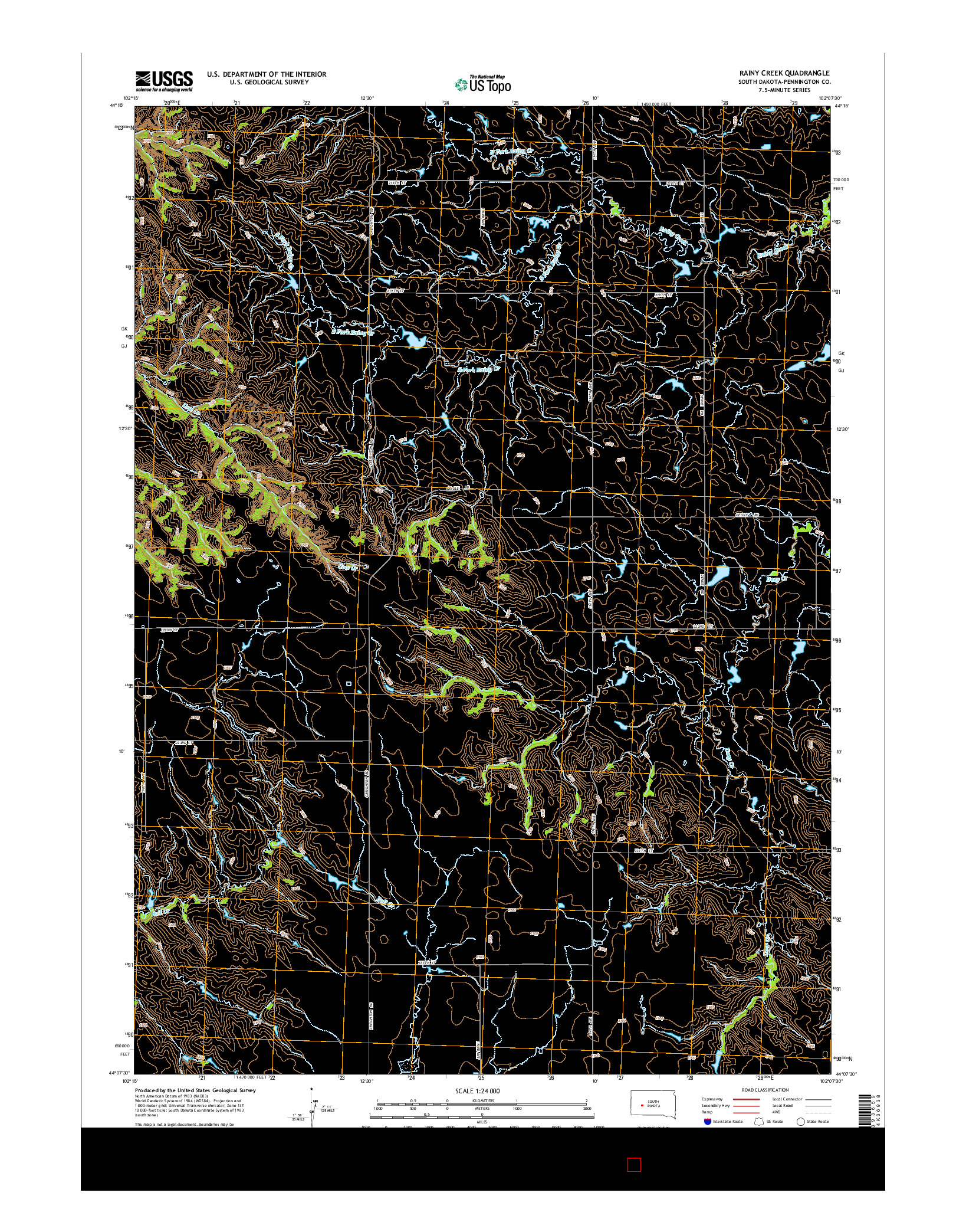 USGS US TOPO 7.5-MINUTE MAP FOR RAINY CREEK, SD 2015