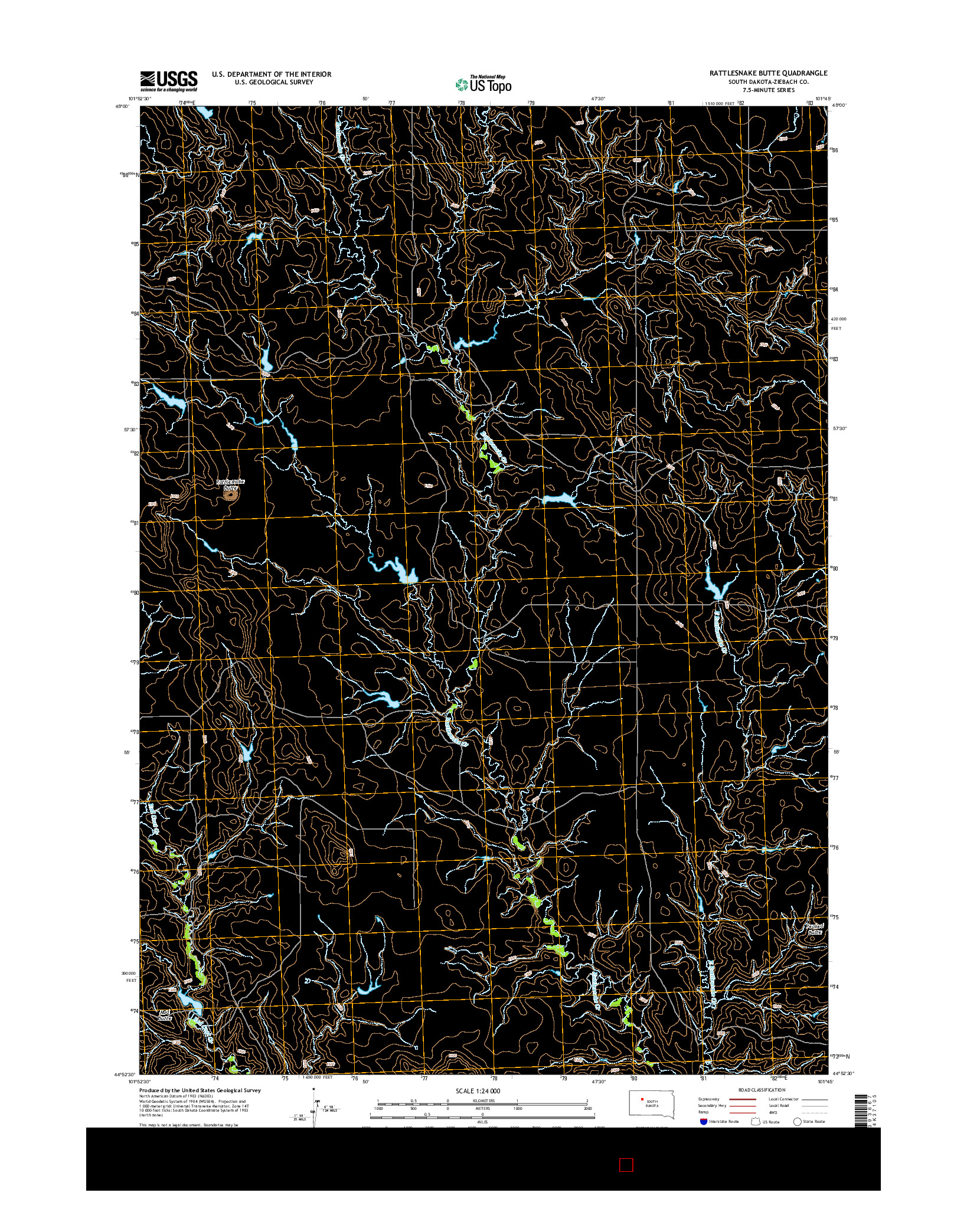 USGS US TOPO 7.5-MINUTE MAP FOR RATTLESNAKE BUTTE, SD 2015