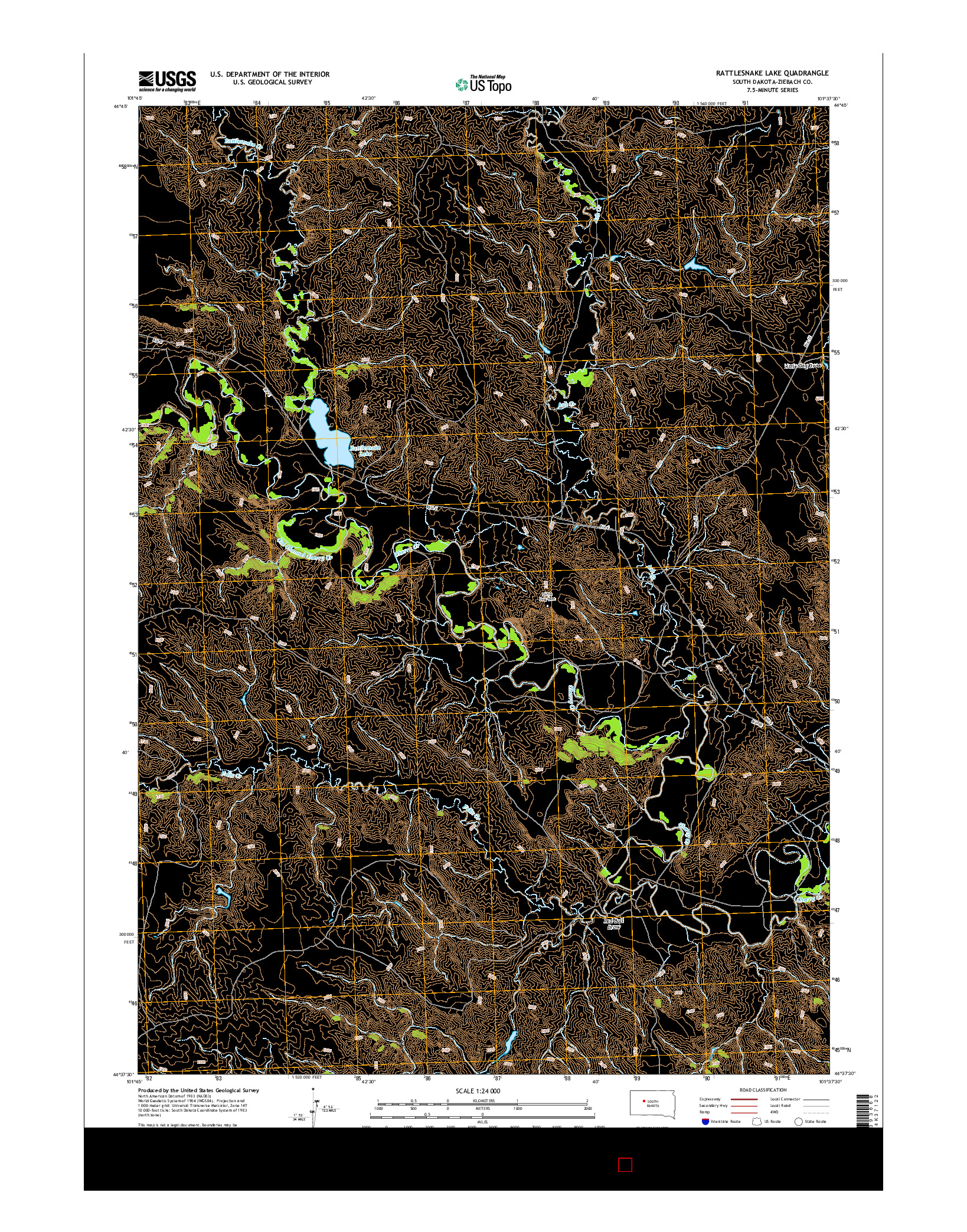 USGS US TOPO 7.5-MINUTE MAP FOR RATTLESNAKE LAKE, SD 2015