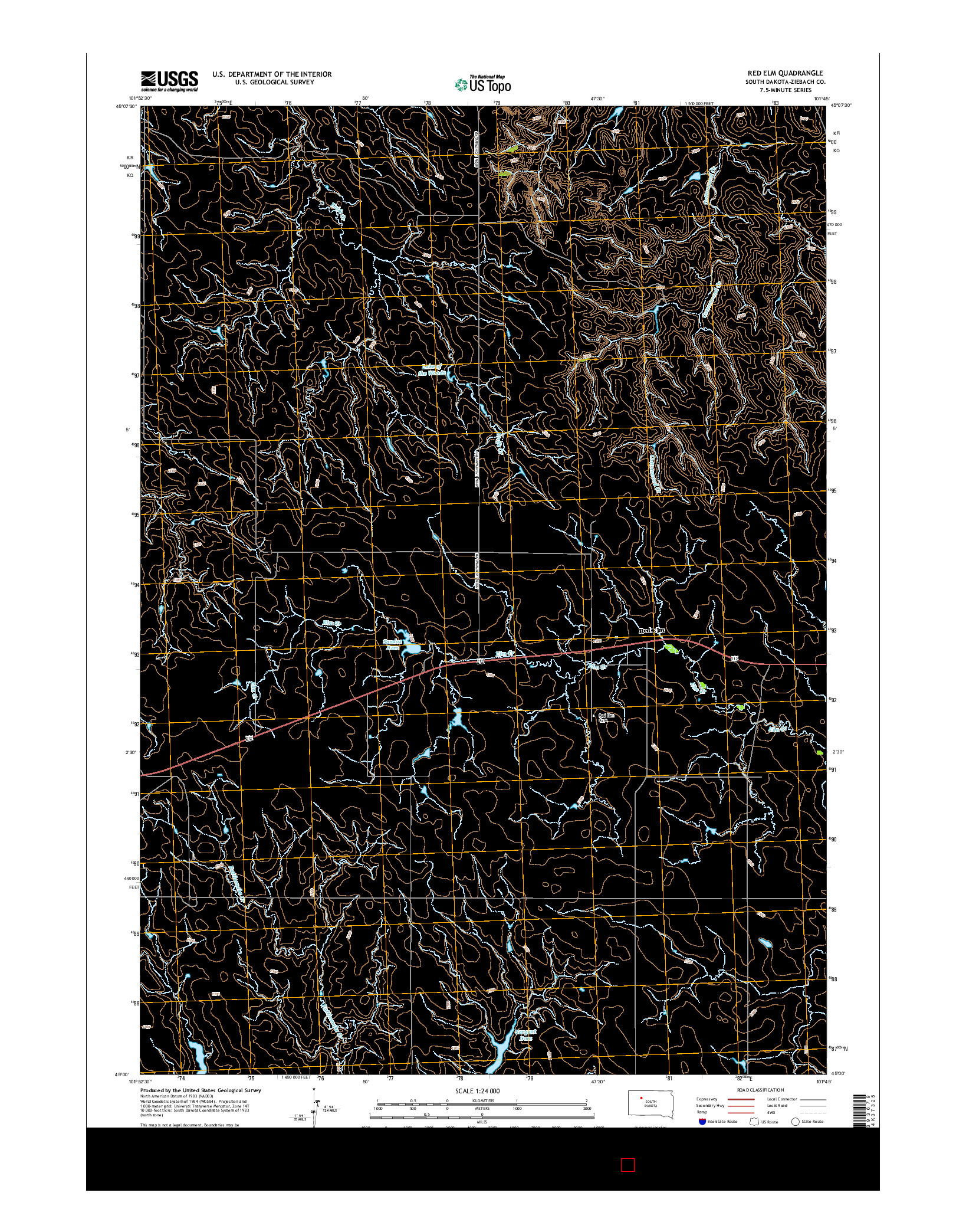 USGS US TOPO 7.5-MINUTE MAP FOR RED ELM, SD 2015
