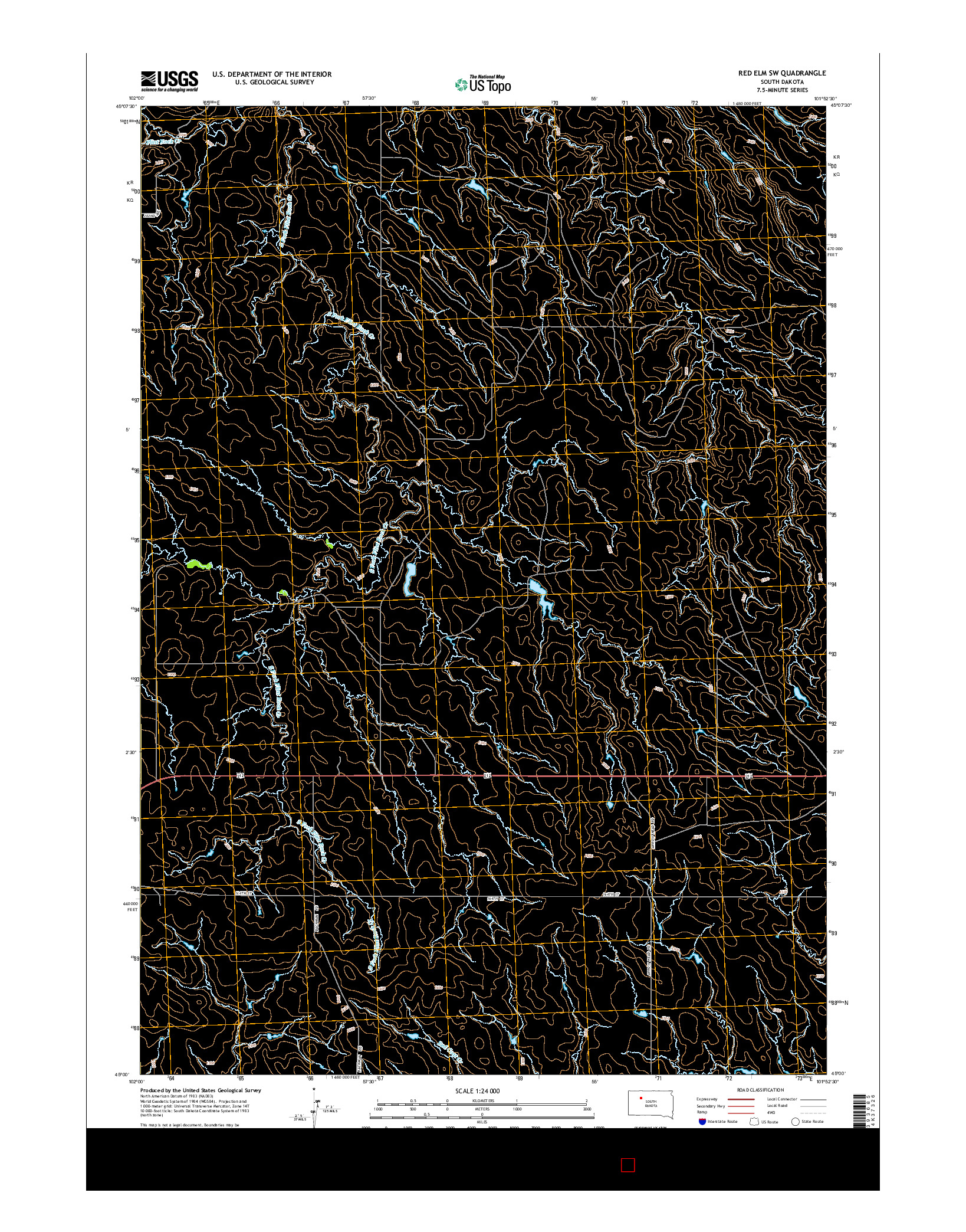 USGS US TOPO 7.5-MINUTE MAP FOR RED ELM SW, SD 2015