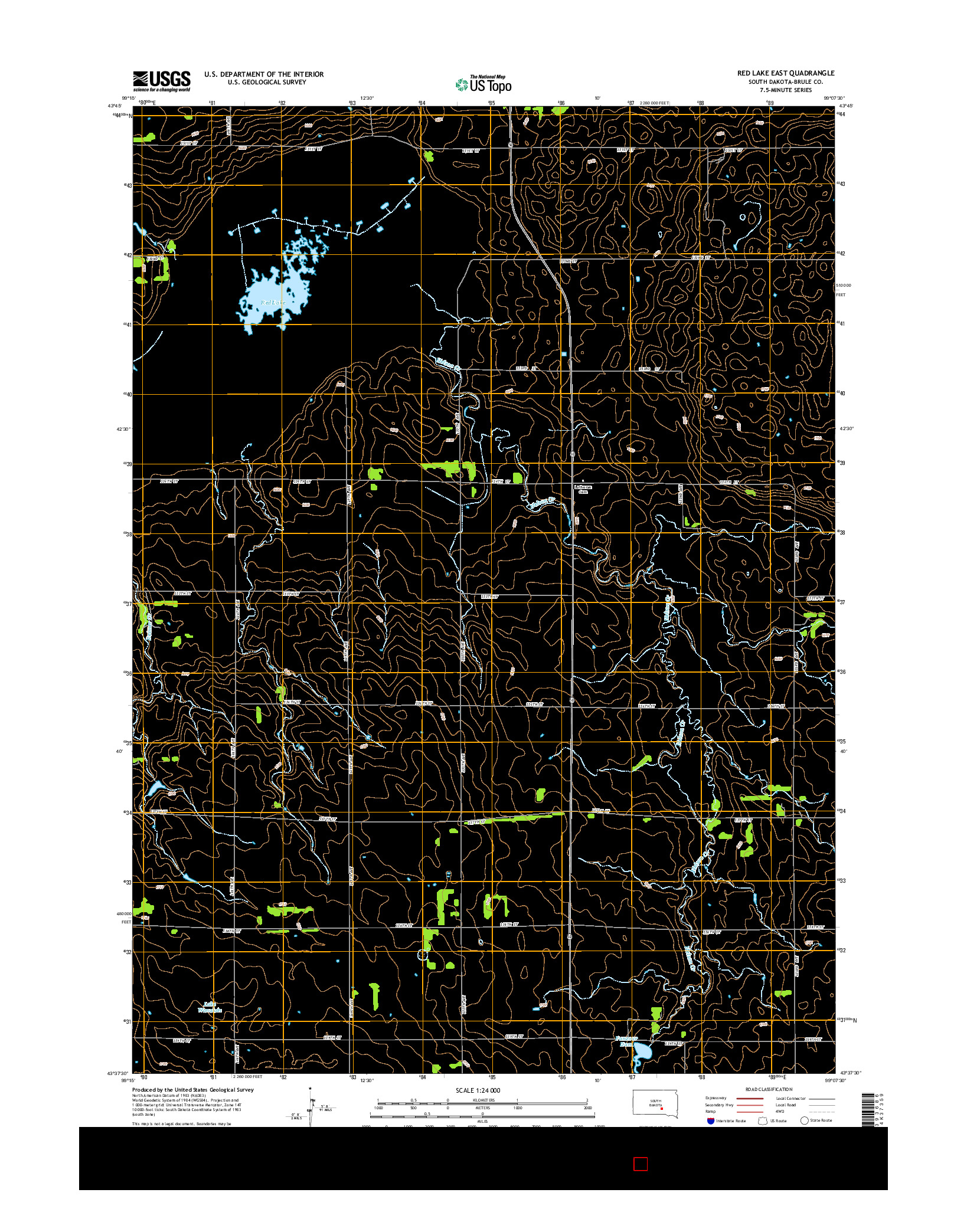 USGS US TOPO 7.5-MINUTE MAP FOR RED LAKE EAST, SD 2015