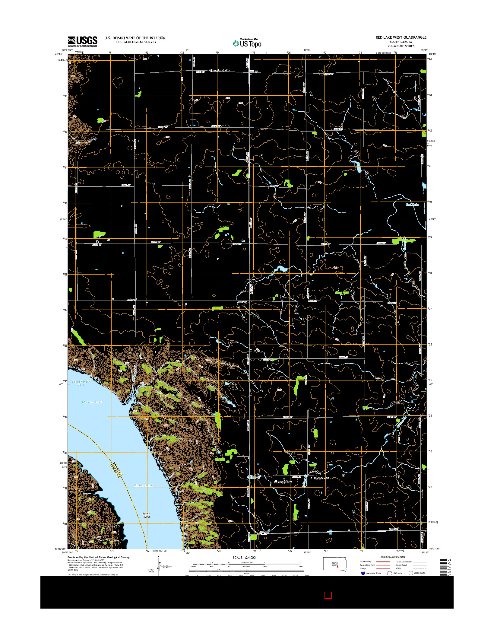 USGS US TOPO 7.5-MINUTE MAP FOR RED LAKE WEST, SD 2015