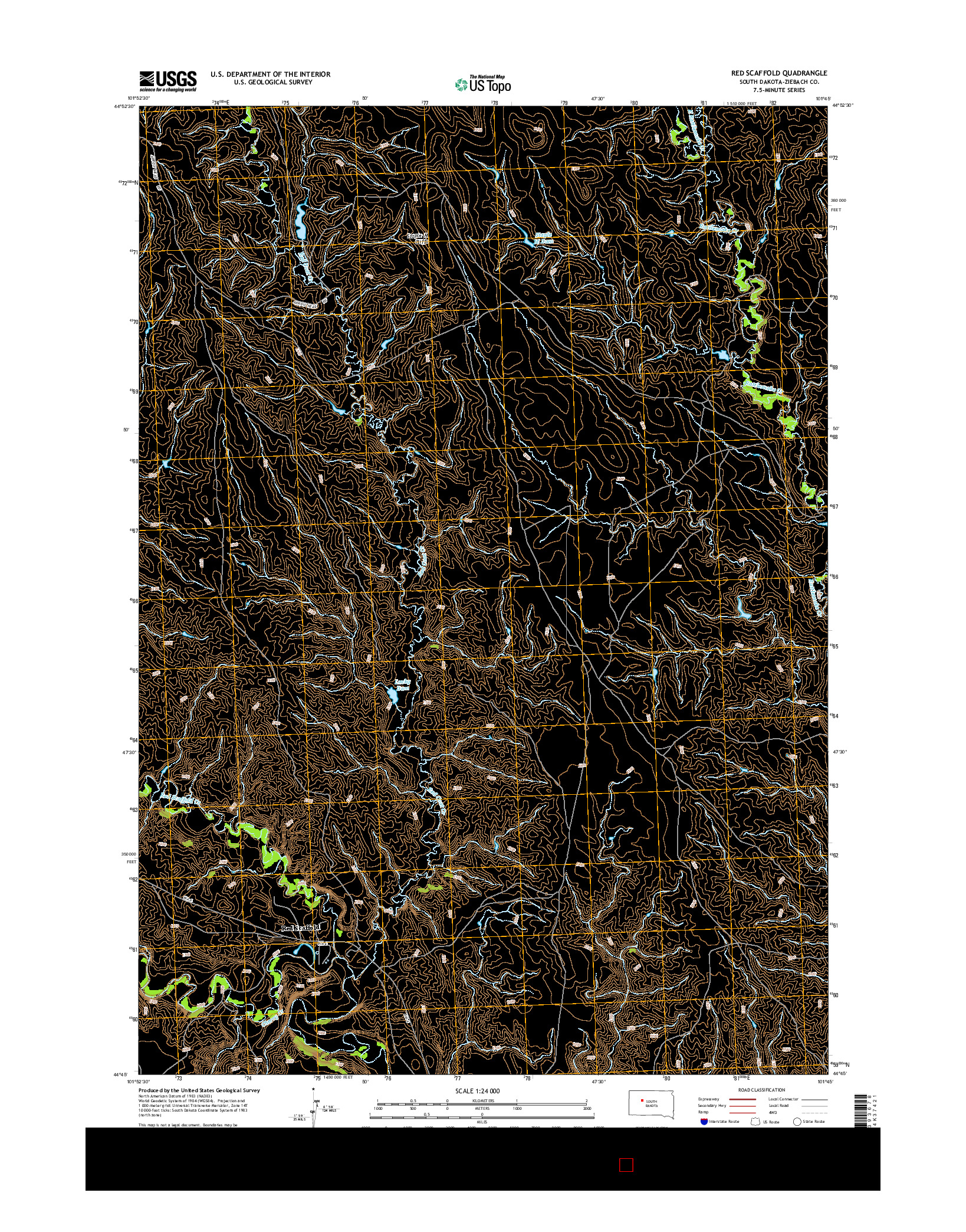 USGS US TOPO 7.5-MINUTE MAP FOR RED SCAFFOLD, SD 2015