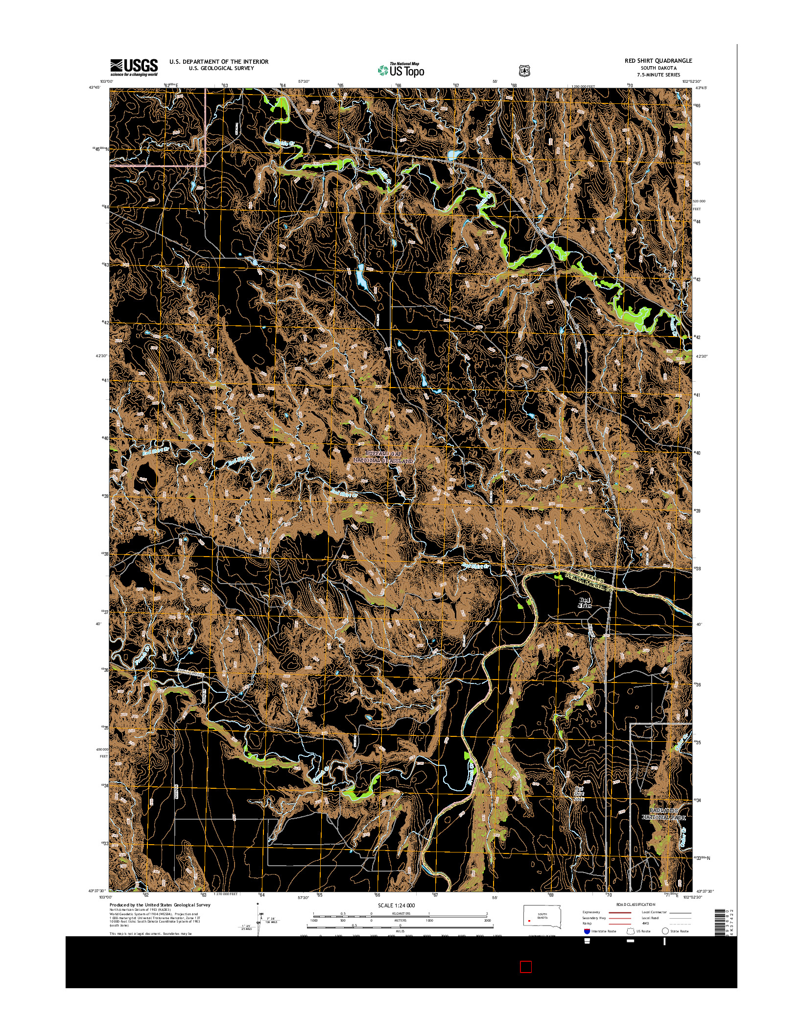 USGS US TOPO 7.5-MINUTE MAP FOR RED SHIRT, SD 2015