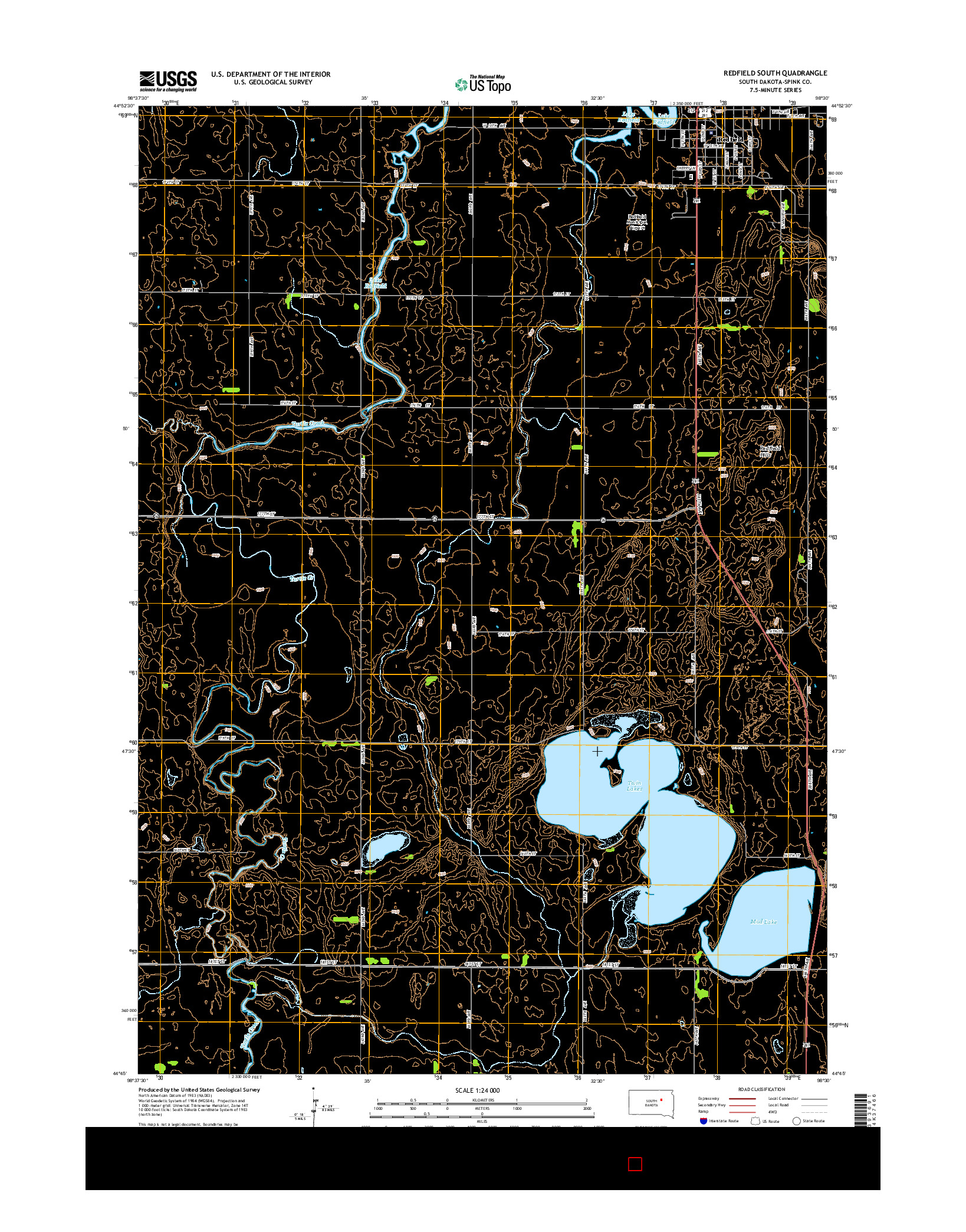 USGS US TOPO 7.5-MINUTE MAP FOR REDFIELD SOUTH, SD 2015