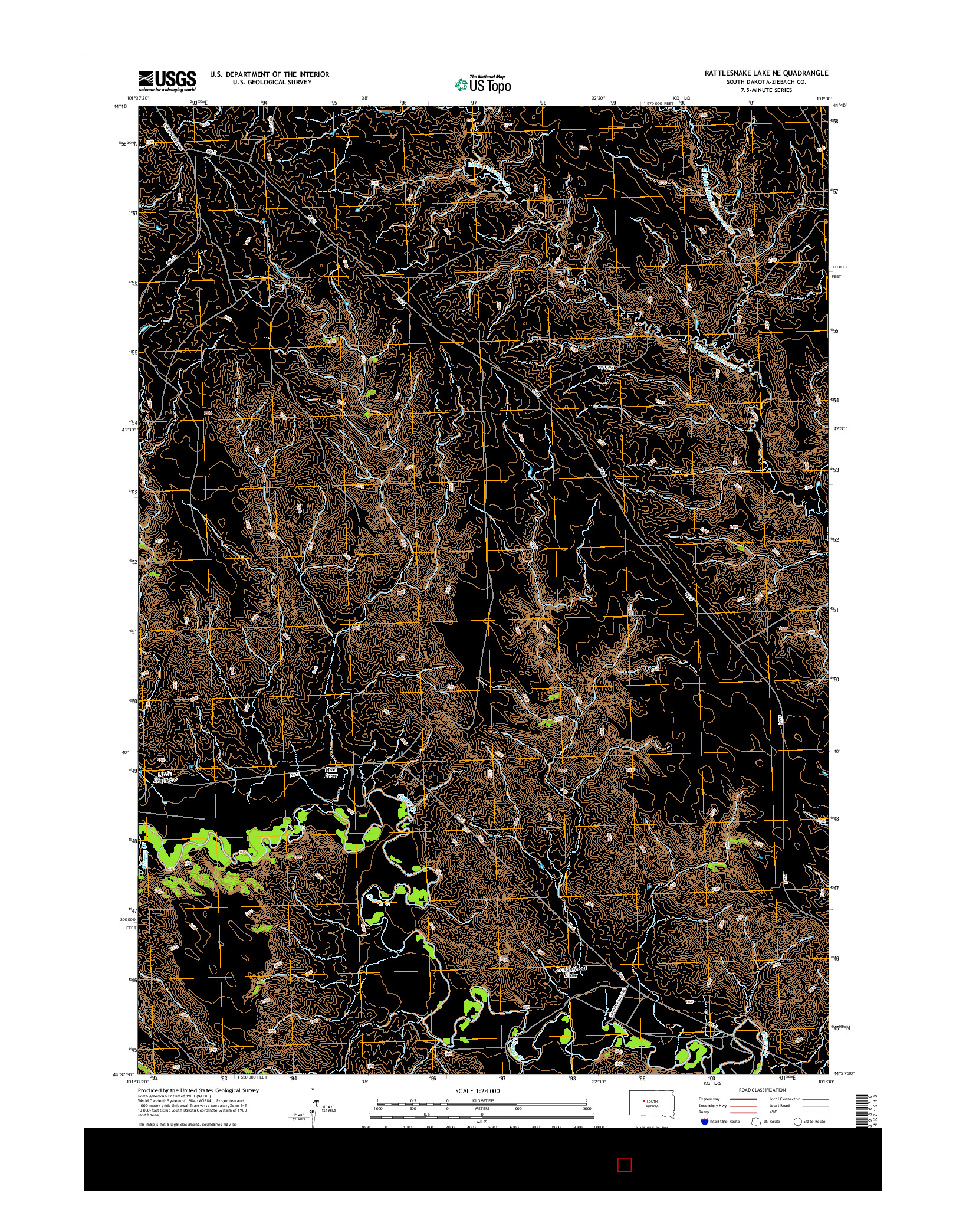 USGS US TOPO 7.5-MINUTE MAP FOR RATTLESNAKE LAKE NE, SD 2015