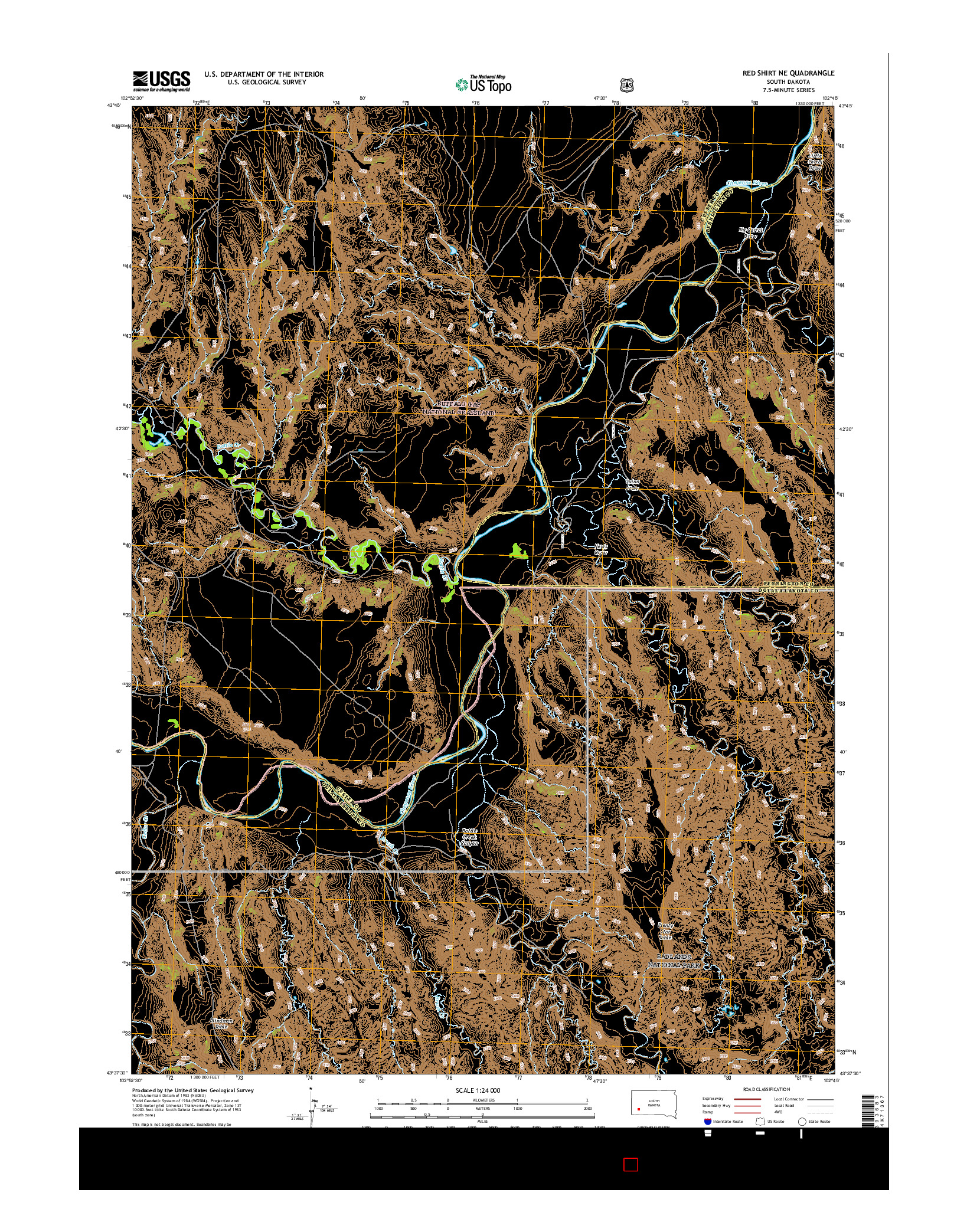 USGS US TOPO 7.5-MINUTE MAP FOR RED SHIRT NE, SD 2015