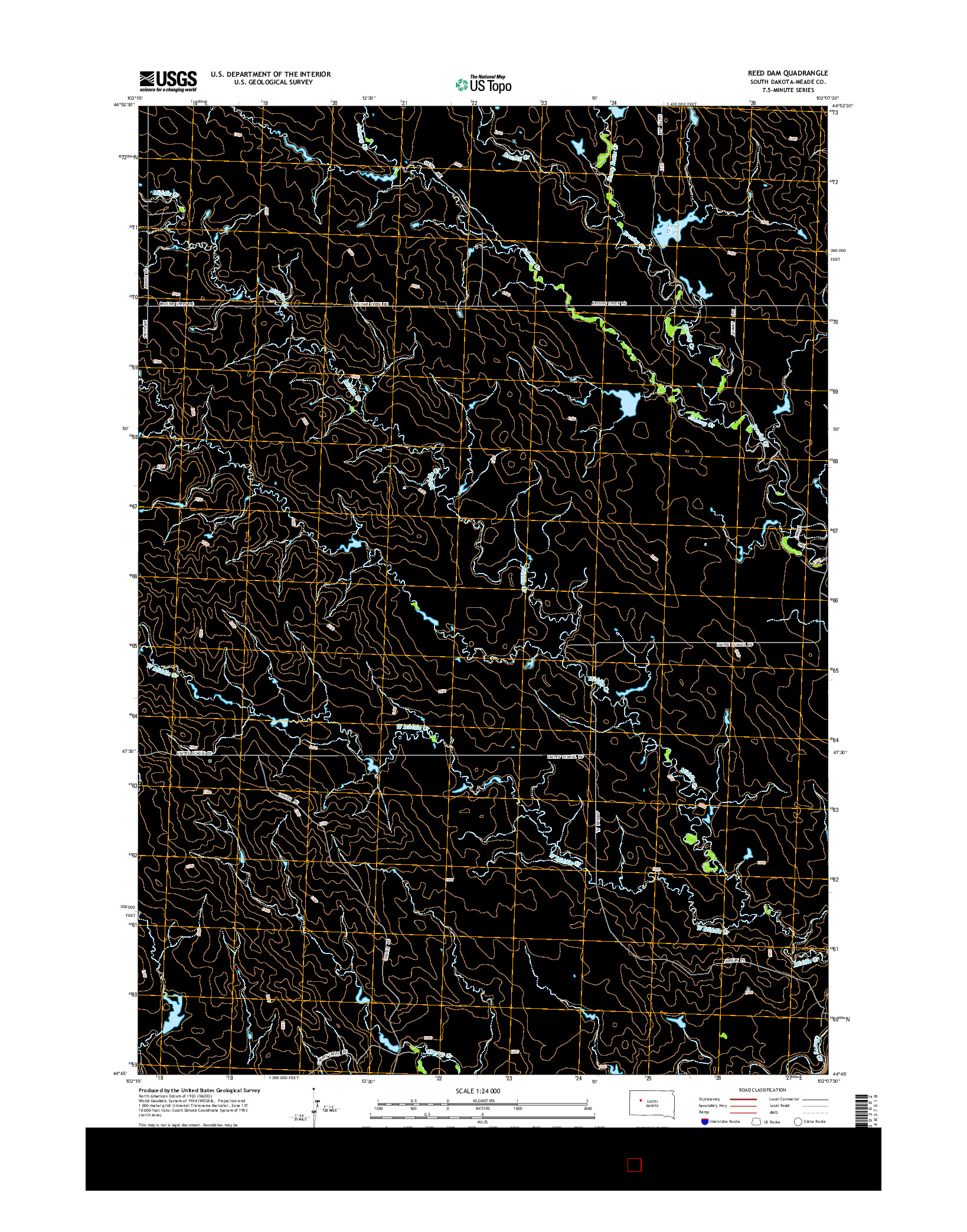 USGS US TOPO 7.5-MINUTE MAP FOR REED DAM, SD 2015