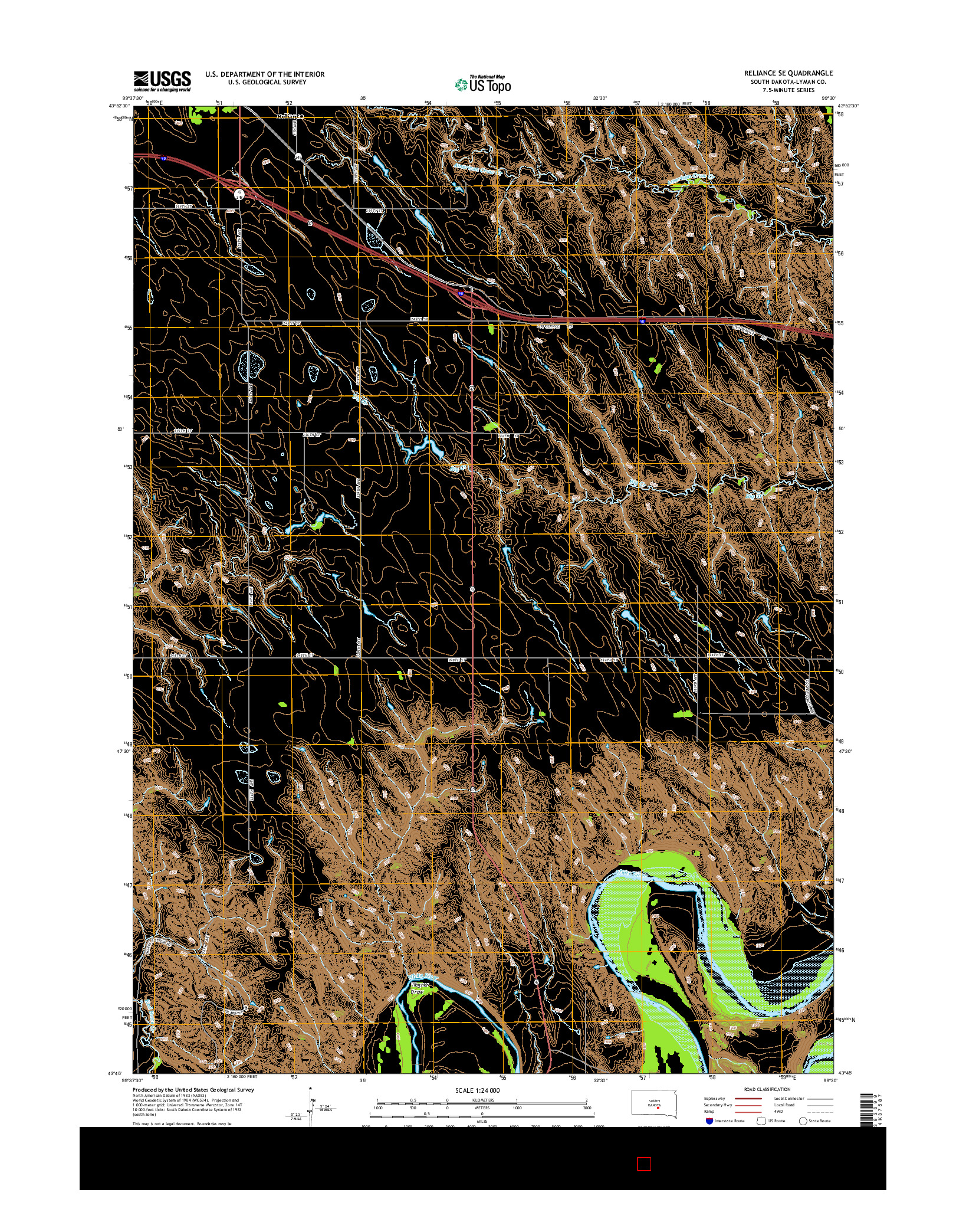 USGS US TOPO 7.5-MINUTE MAP FOR RELIANCE SE, SD 2015