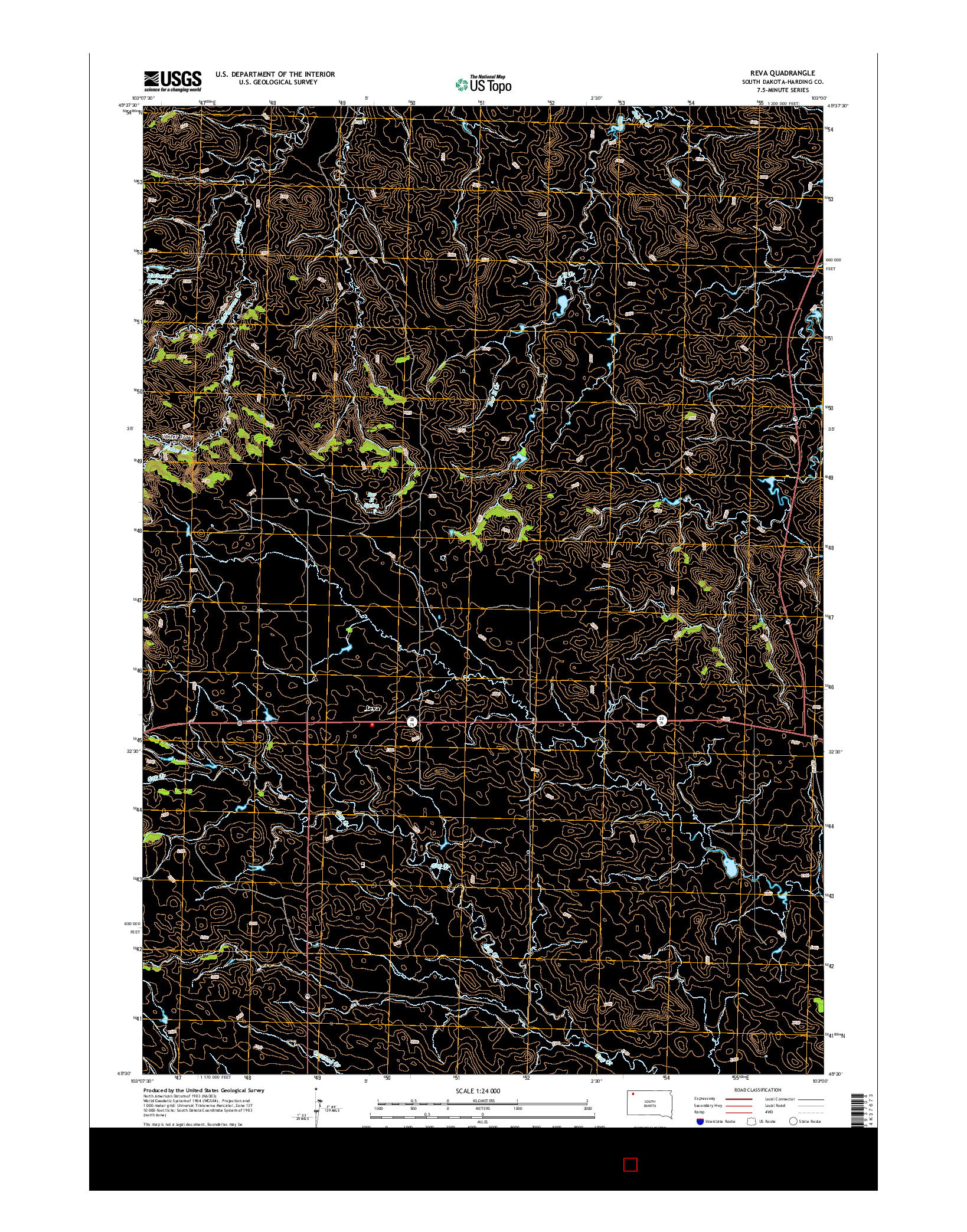 USGS US TOPO 7.5-MINUTE MAP FOR REVA, SD 2015
