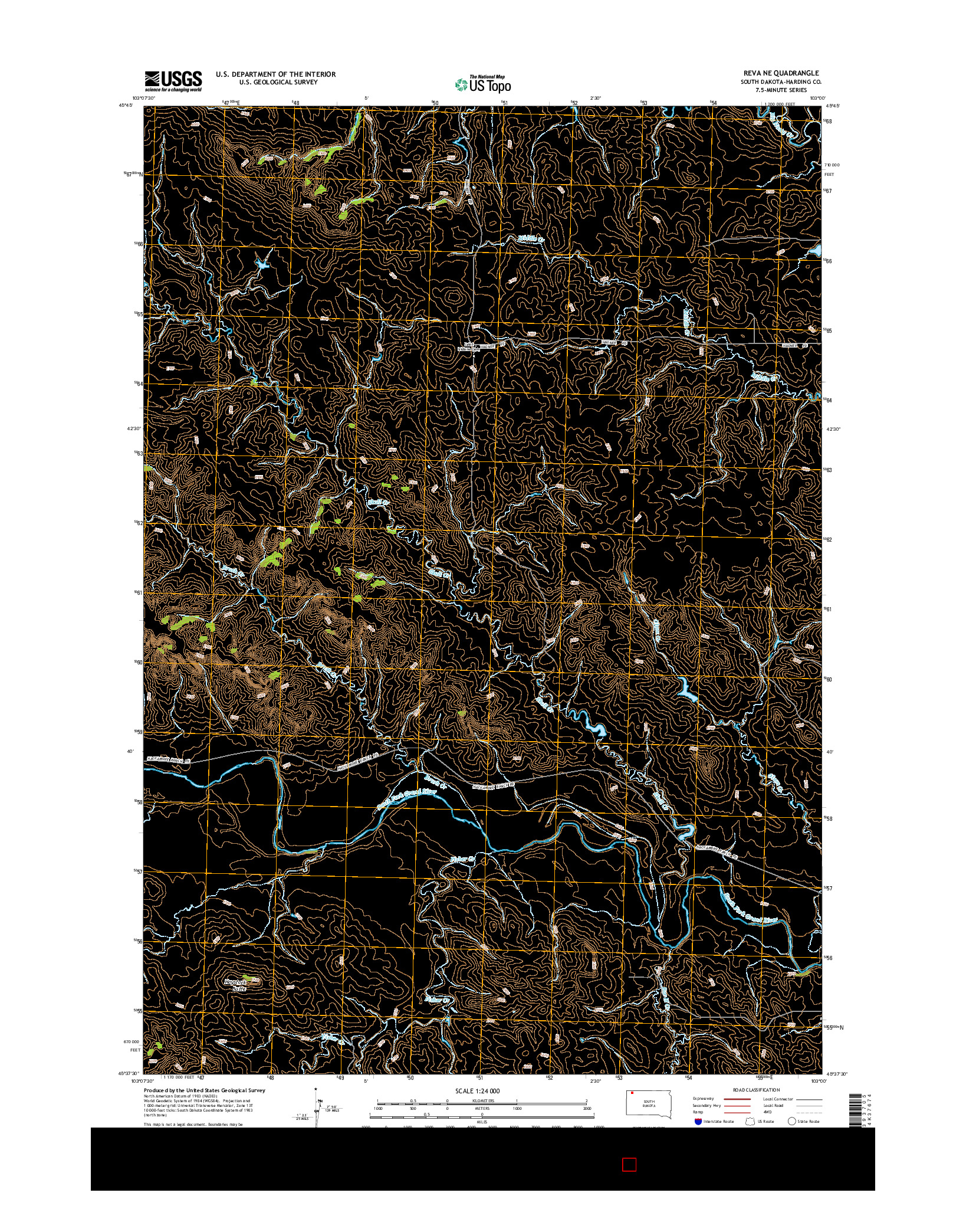 USGS US TOPO 7.5-MINUTE MAP FOR REVA NE, SD 2015