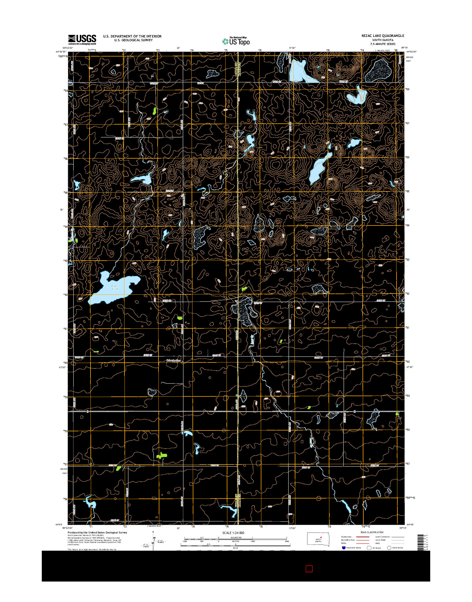 USGS US TOPO 7.5-MINUTE MAP FOR REZAC LAKE, SD 2015