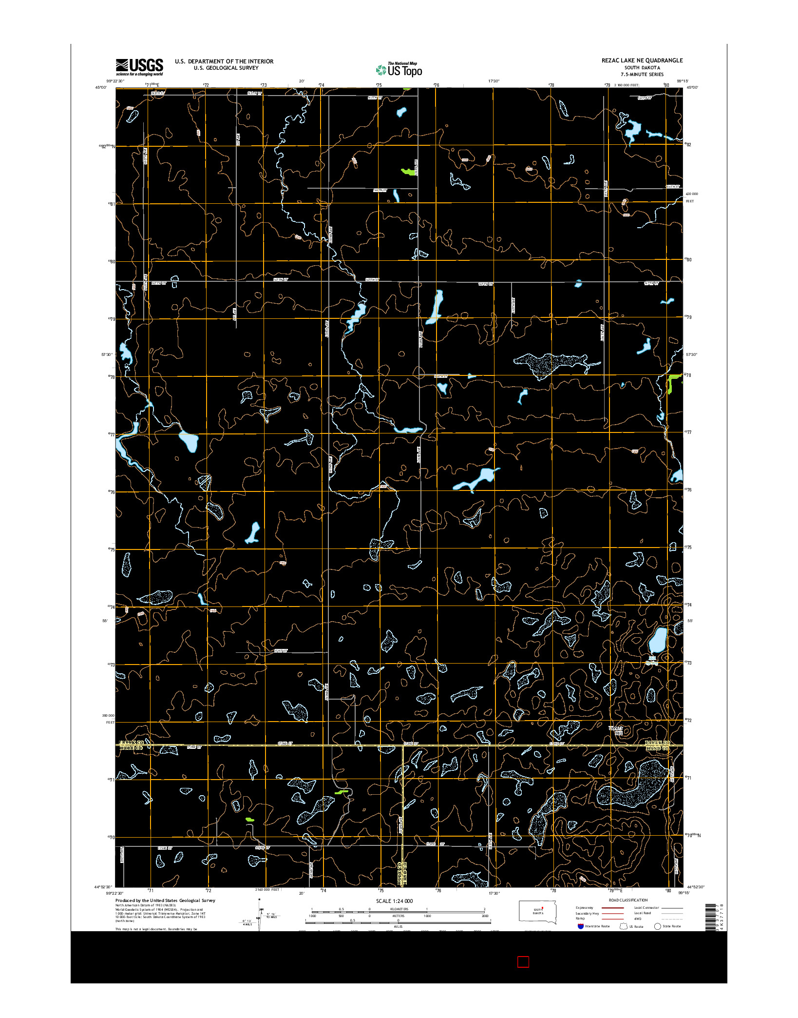USGS US TOPO 7.5-MINUTE MAP FOR REZAC LAKE NE, SD 2015
