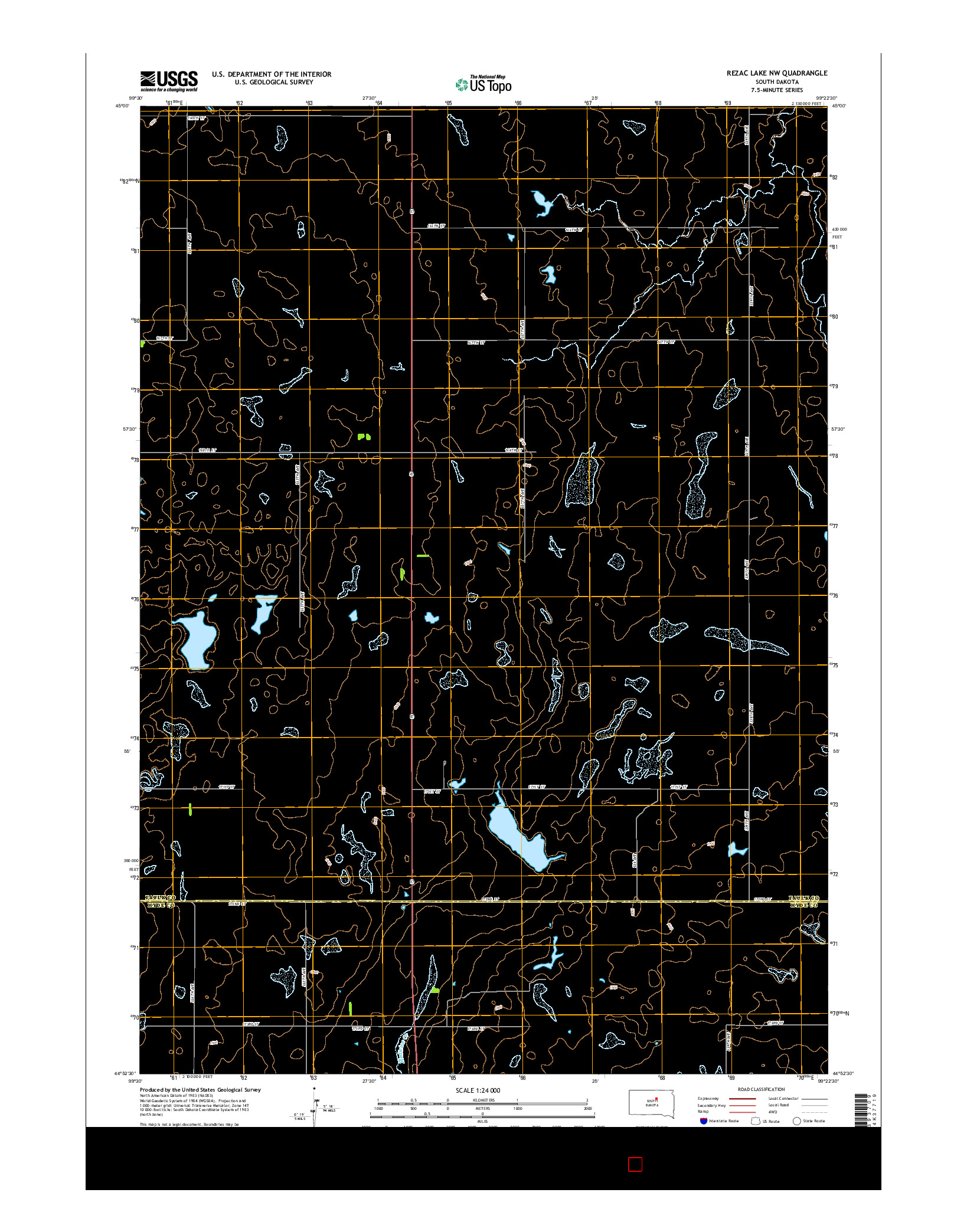 USGS US TOPO 7.5-MINUTE MAP FOR REZAC LAKE NW, SD 2015