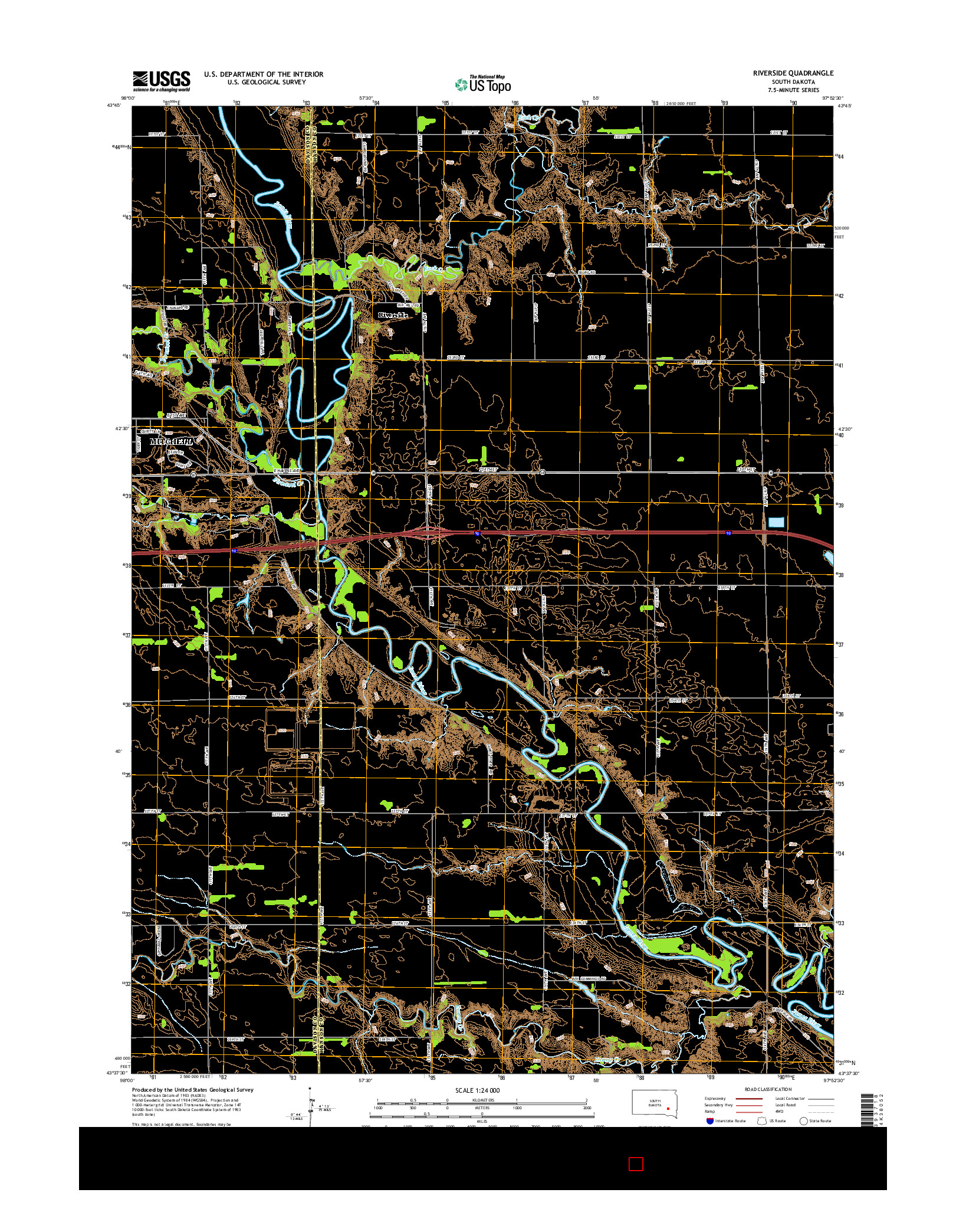 USGS US TOPO 7.5-MINUTE MAP FOR RIVERSIDE, SD 2015