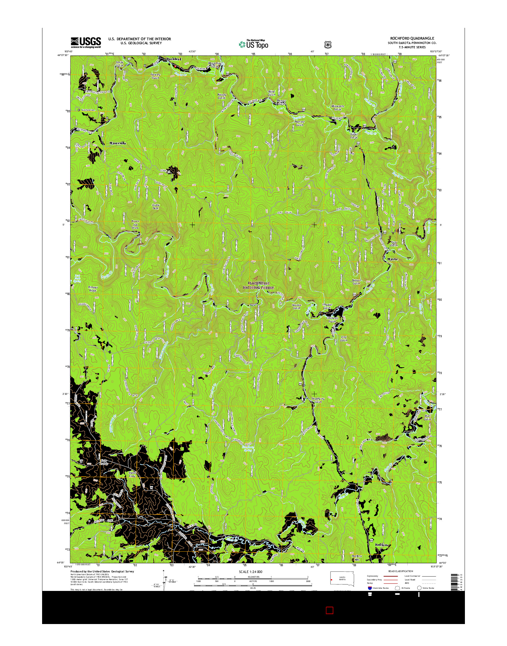 USGS US TOPO 7.5-MINUTE MAP FOR ROCHFORD, SD 2015