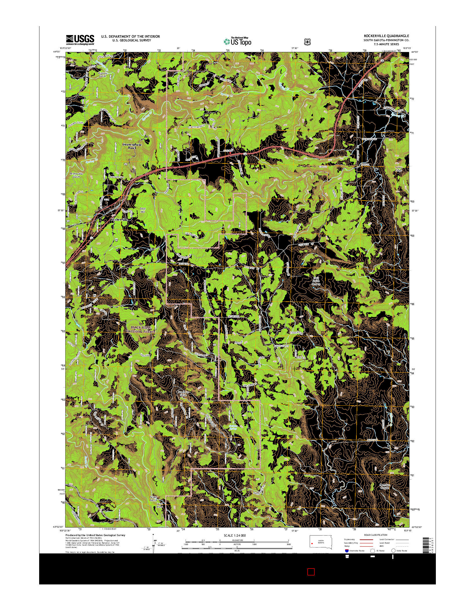 USGS US TOPO 7.5-MINUTE MAP FOR ROCKERVILLE, SD 2015