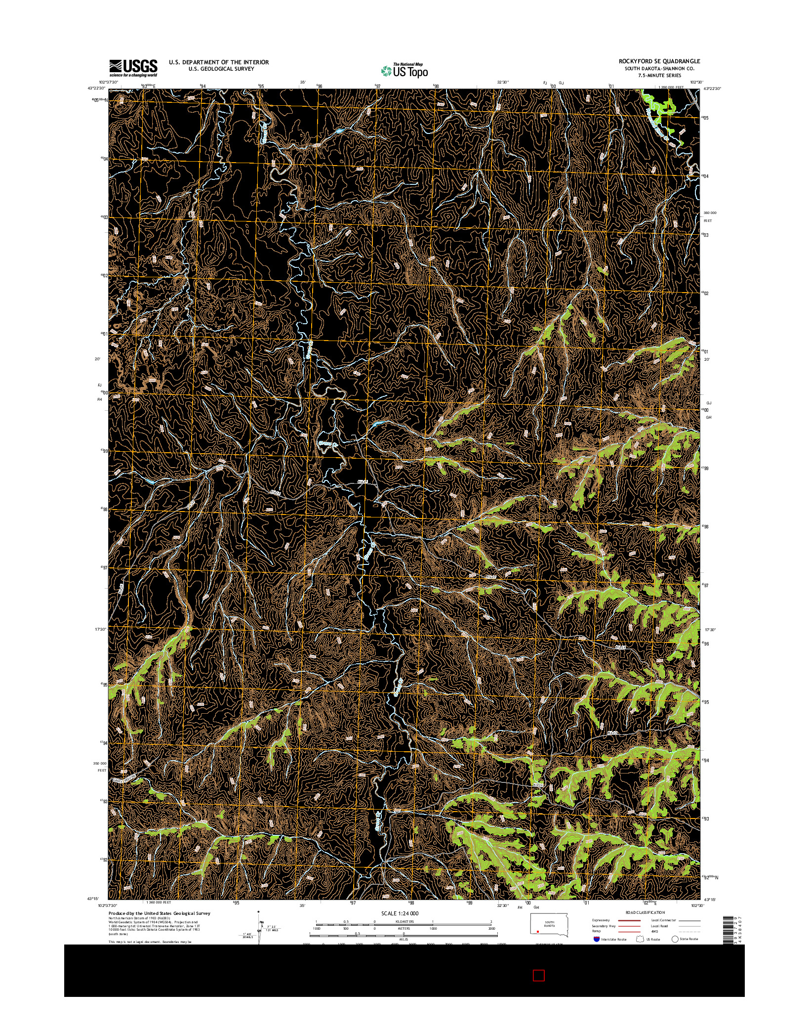 USGS US TOPO 7.5-MINUTE MAP FOR ROCKYFORD SE, SD 2015