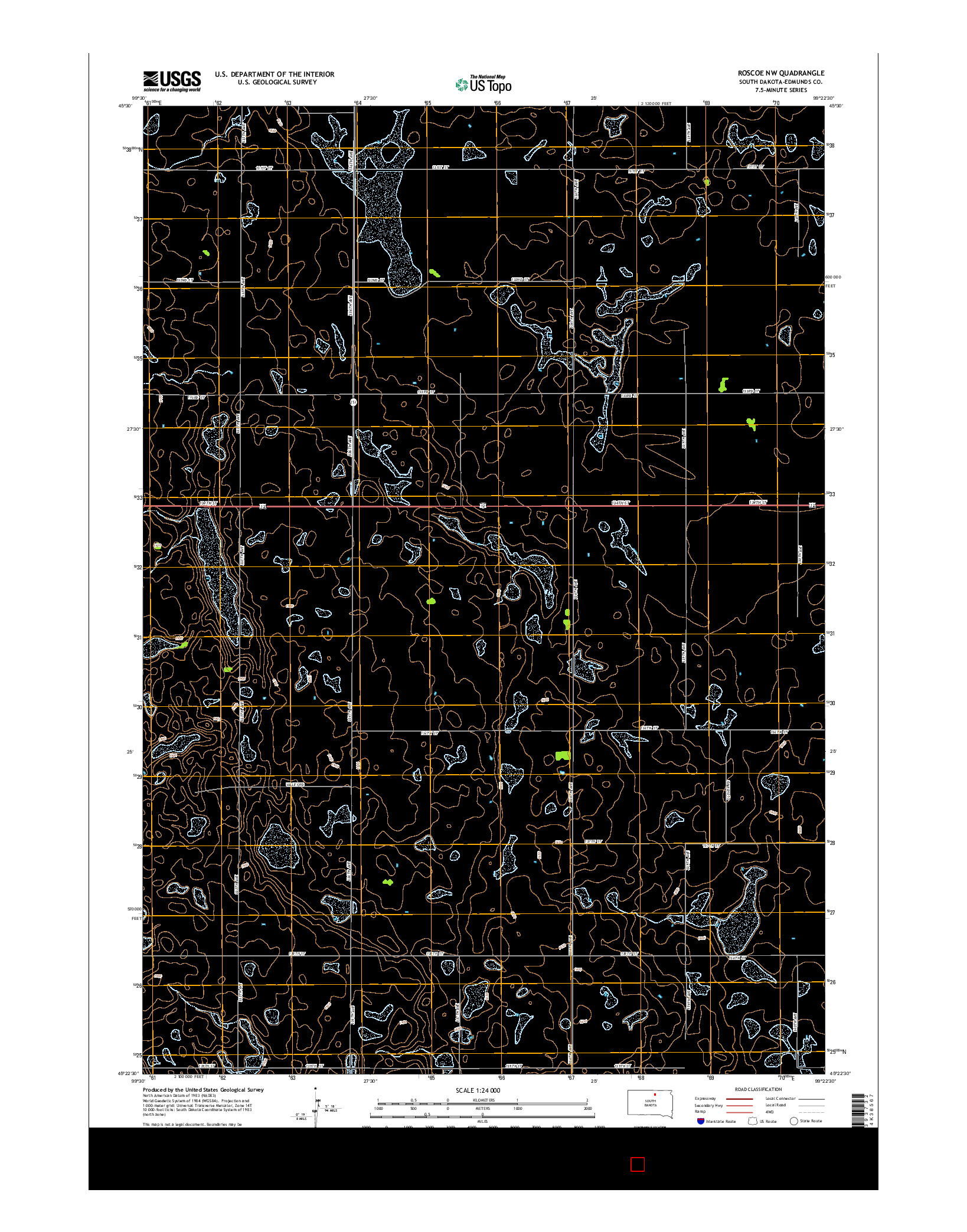 USGS US TOPO 7.5-MINUTE MAP FOR ROSCOE NW, SD 2015