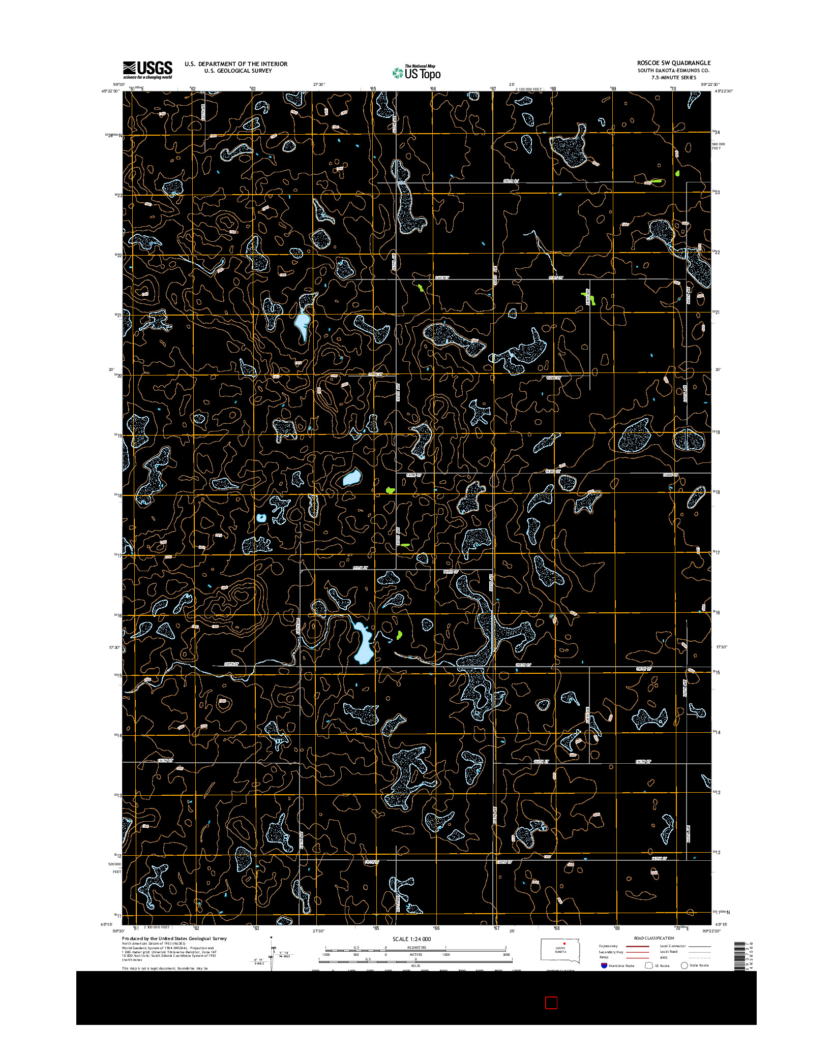 USGS US TOPO 7.5-MINUTE MAP FOR ROSCOE SW, SD 2015