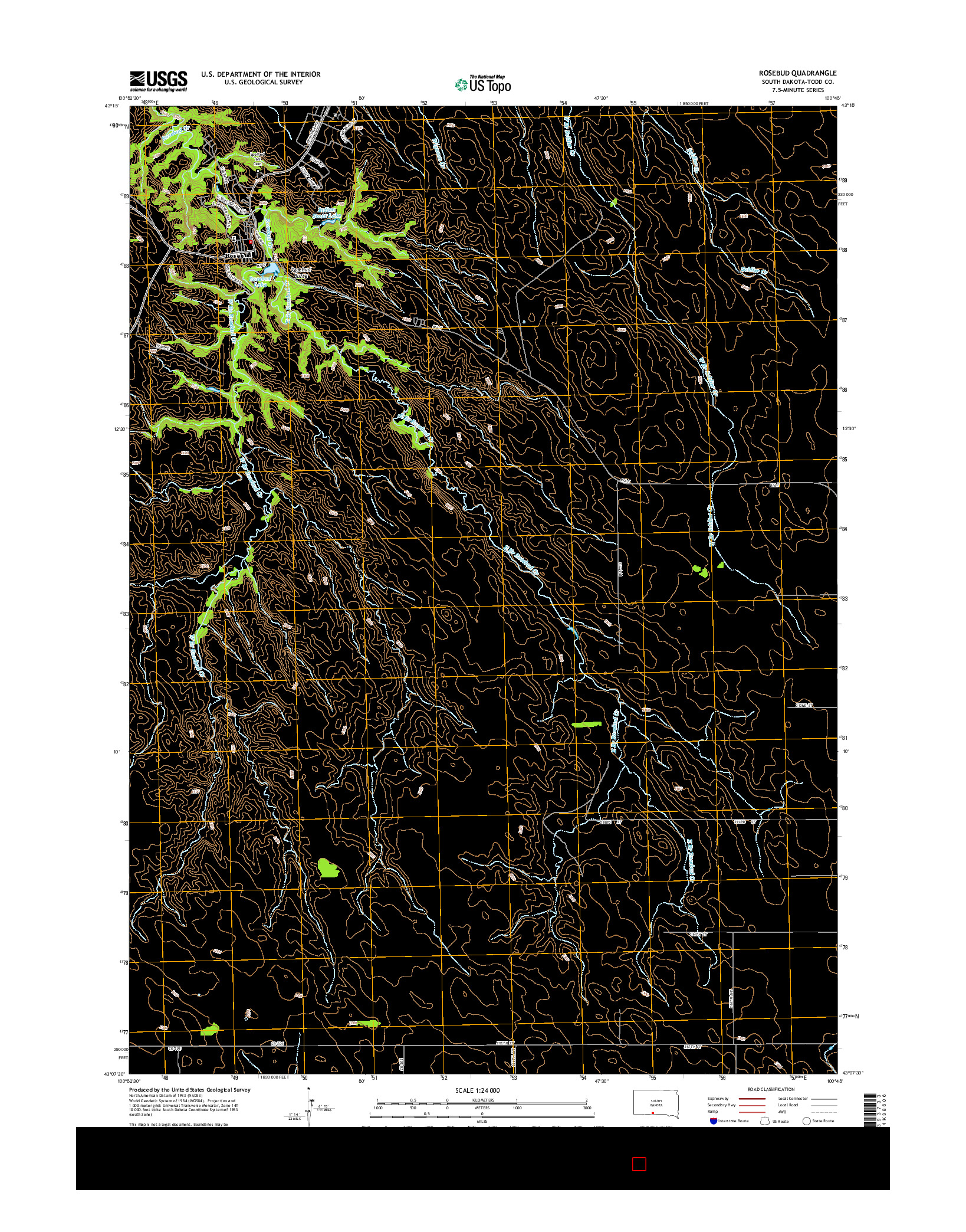 USGS US TOPO 7.5-MINUTE MAP FOR ROSEBUD, SD 2015