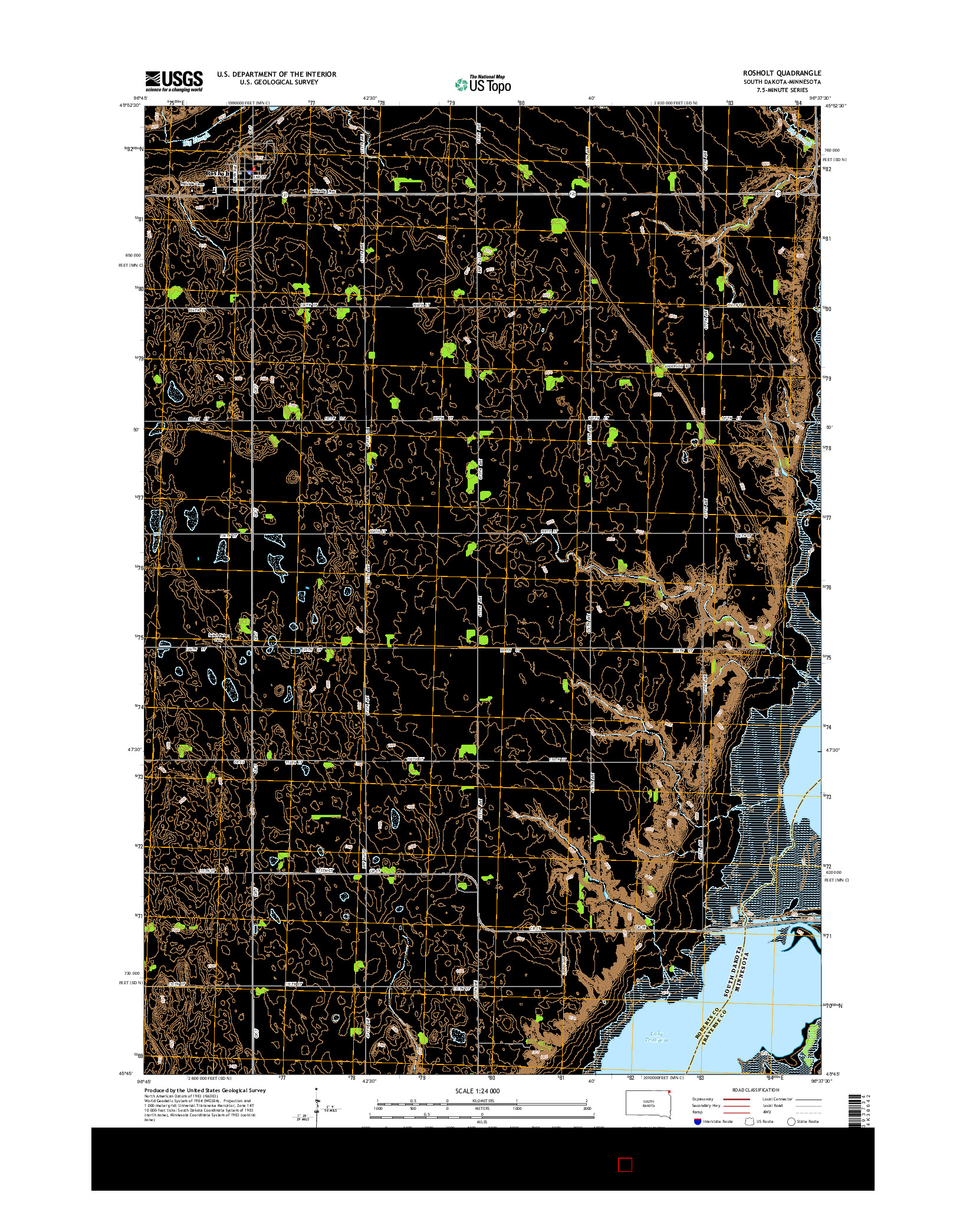 USGS US TOPO 7.5-MINUTE MAP FOR ROSHOLT, SD-MN 2015