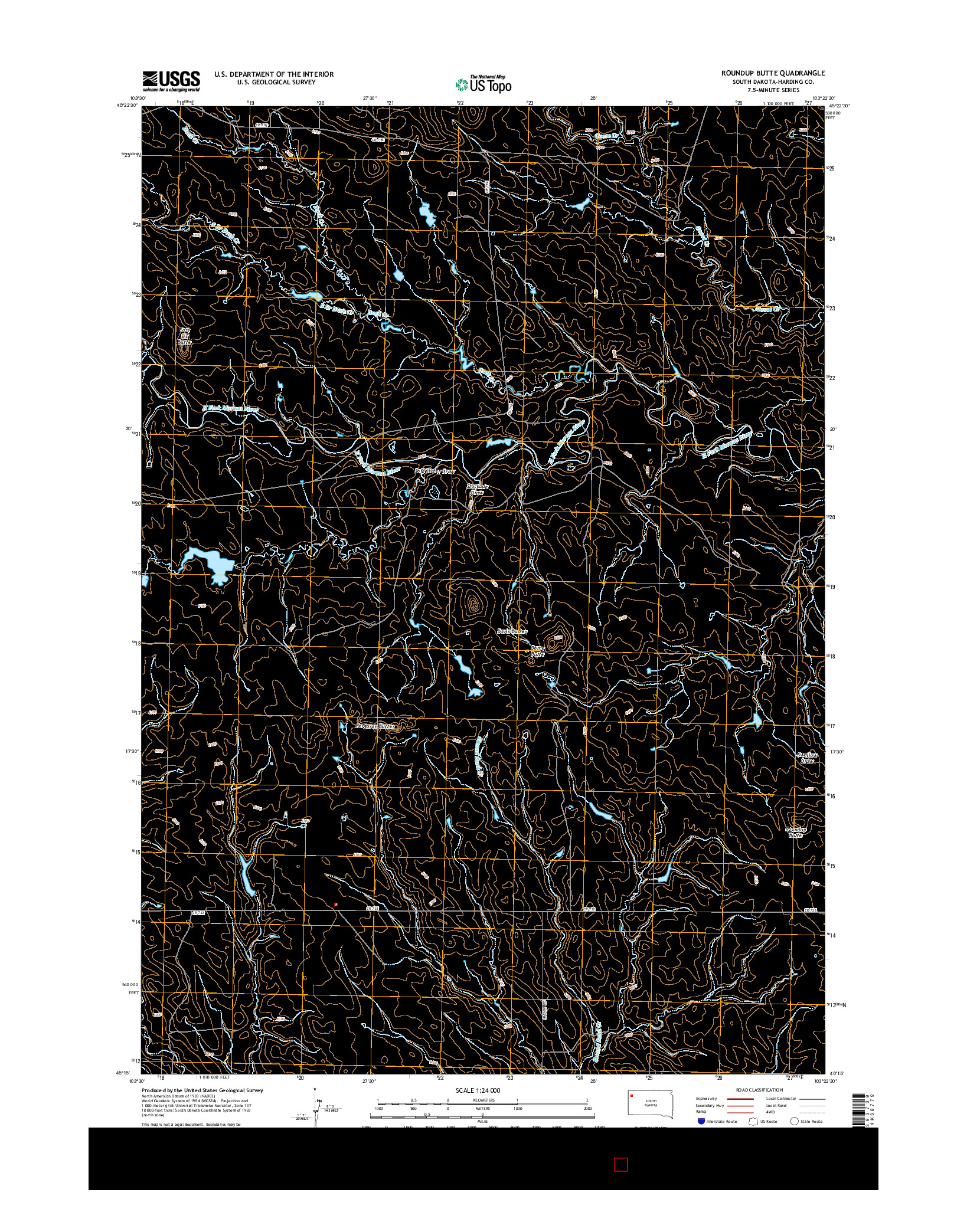 USGS US TOPO 7.5-MINUTE MAP FOR ROUNDUP BUTTE, SD 2015